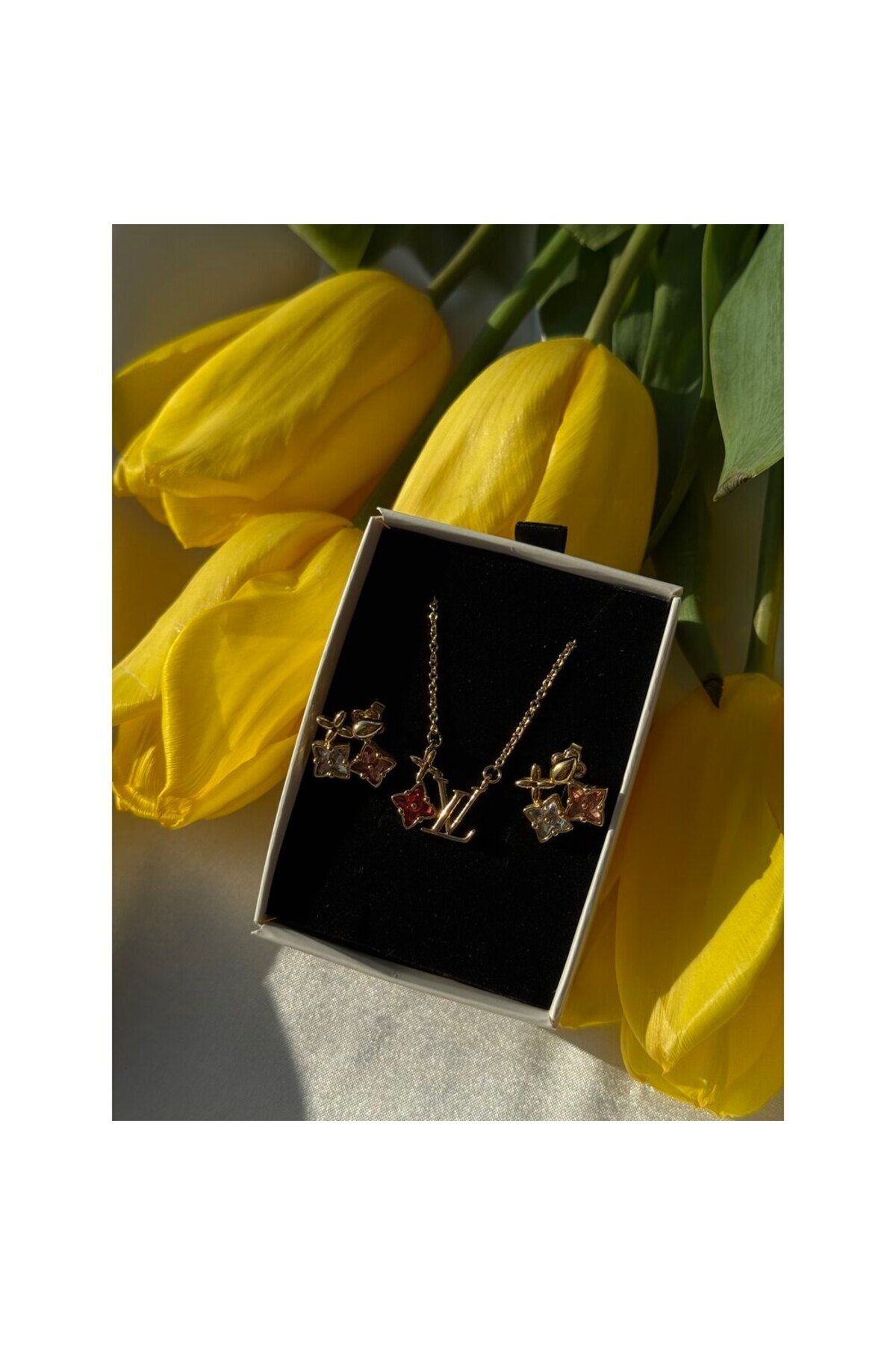 Nermin Jewels Vip Seri Marka Renkli Kolye Lüks Paslanmaz Çelik Taşlı Altın Gold