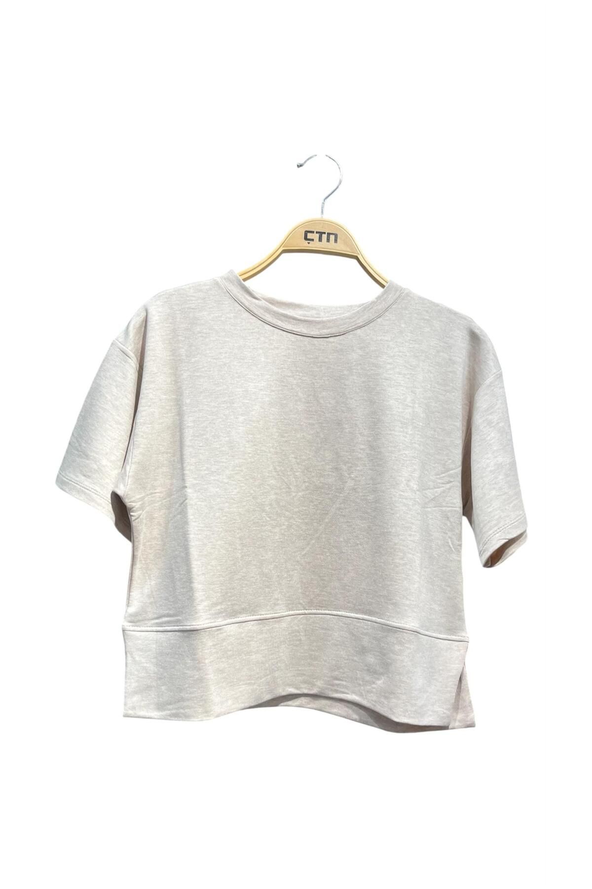 Ctn Kadın Bisiklet Yaka Yanı Yırtmaçlı Orta Boy T-Shirt