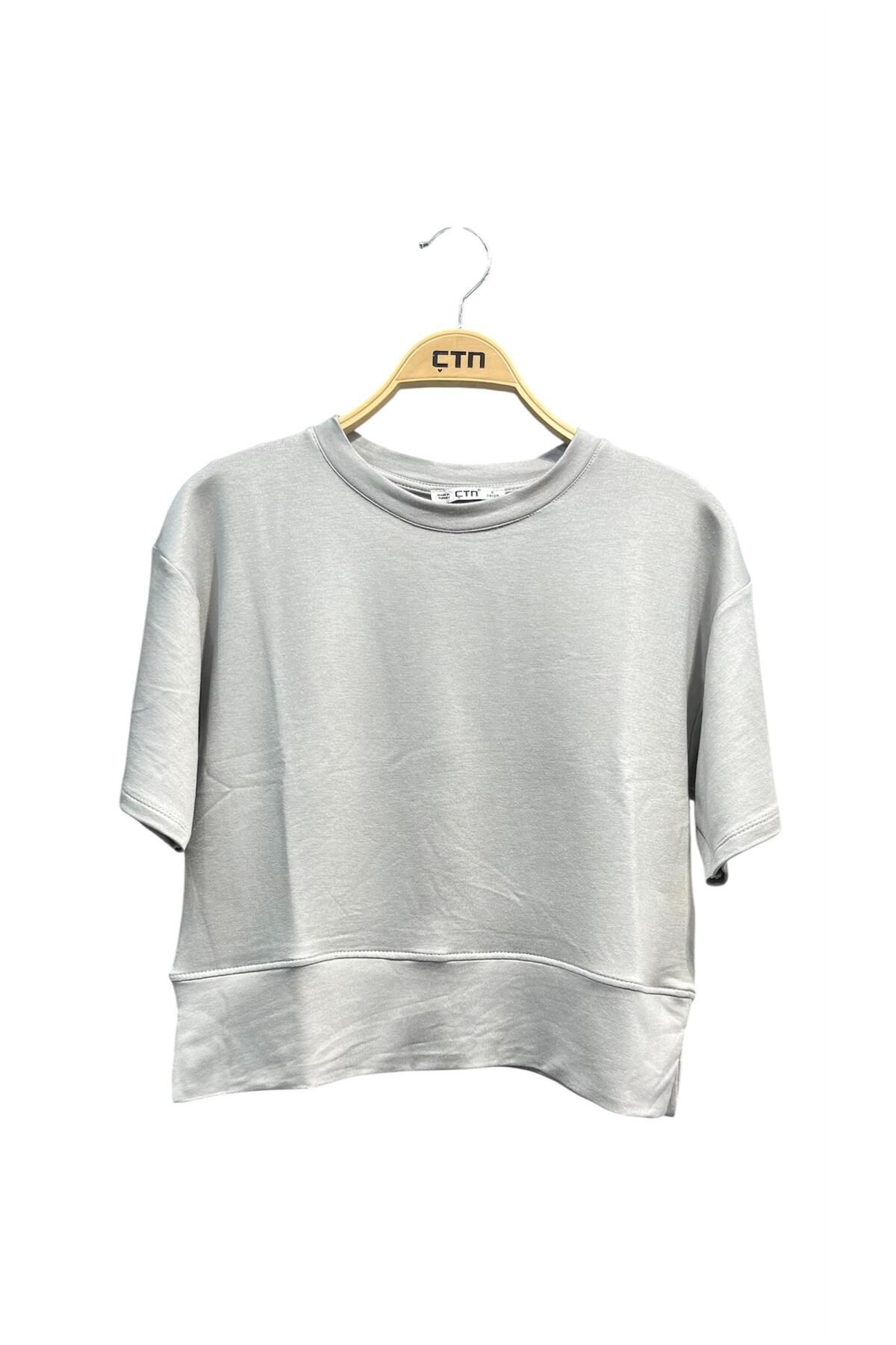 Ctn Kadın Bisiklet Yaka Yanı Yırtmaçlı Orta Boy T-Shirt