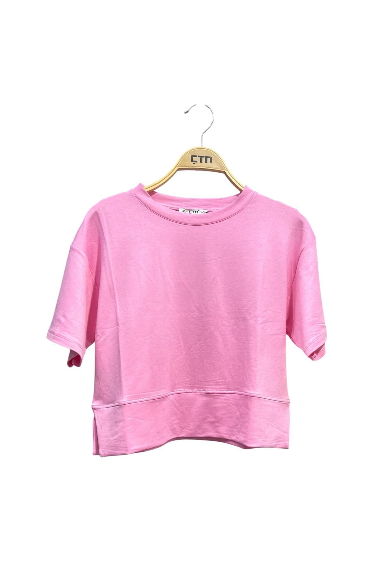 Ctn Kadın Bisiklet Yaka Yanı Yırtmaçlı Orta Boy T-Shirt