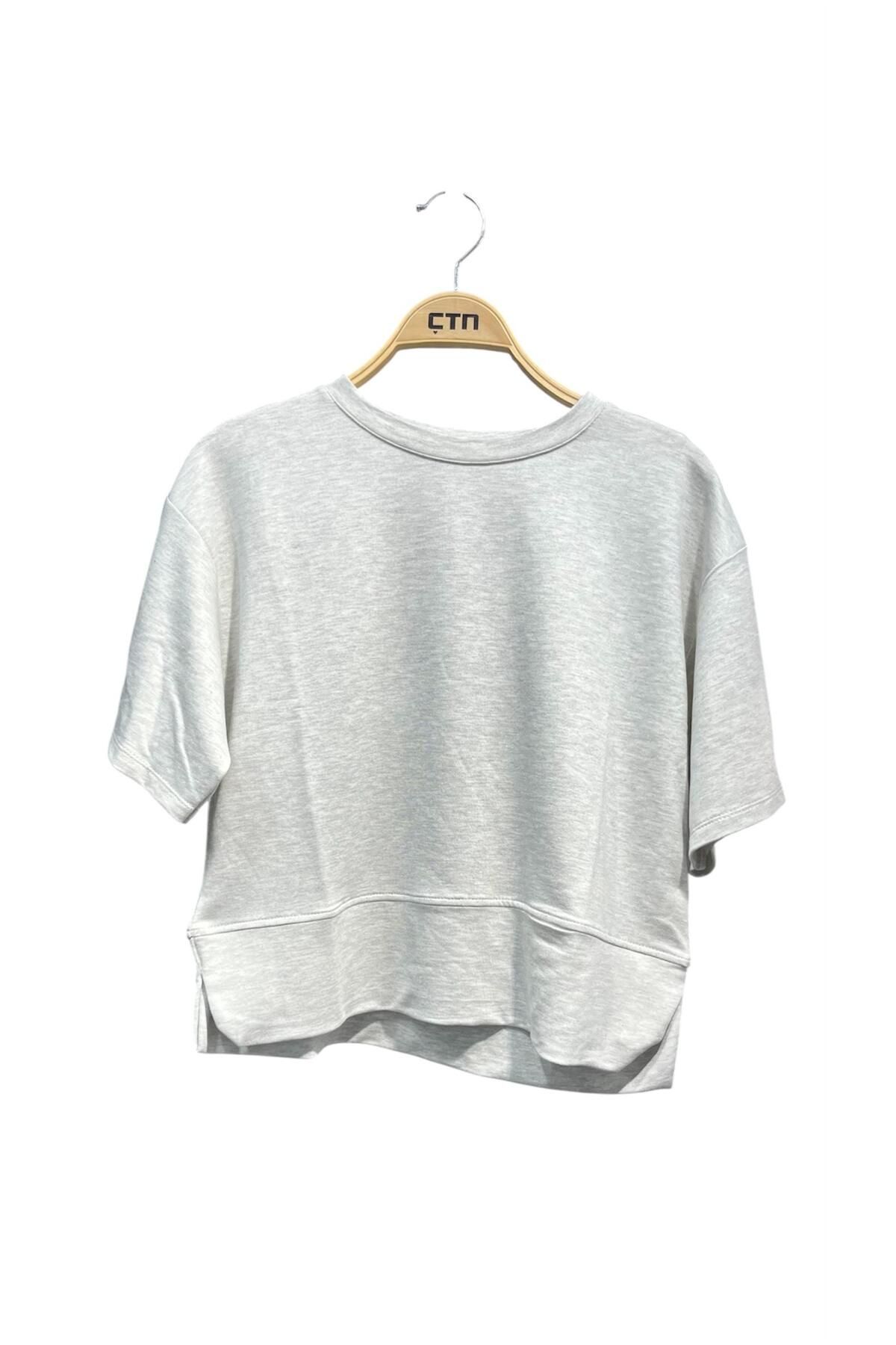 Ctn Kadın Bisiklet Yaka Yanı Yırtmaçlı Orta Boy T-Shirt