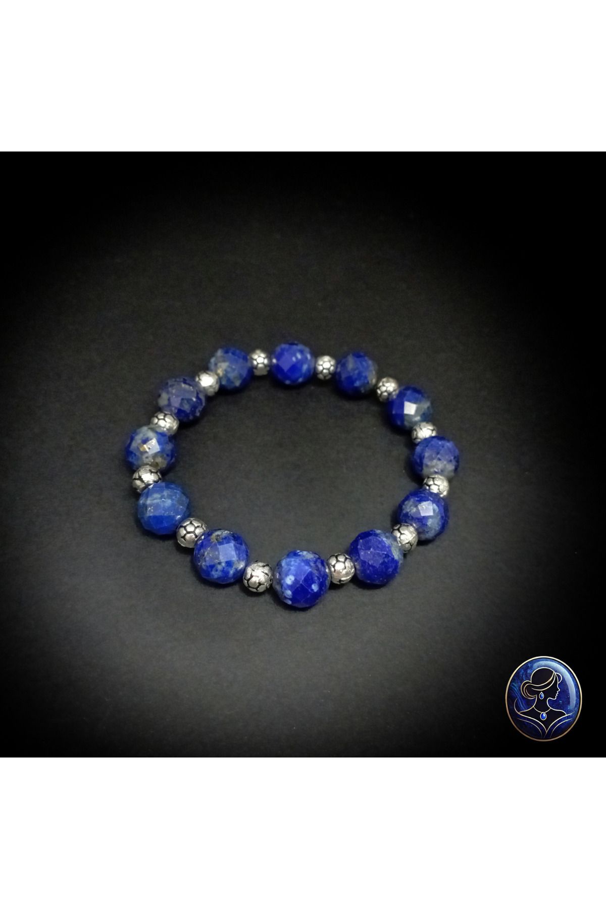 Lapisya Doğal Taş Faset Kesim Lapis Lazuli Doğal Taş Kadın - Erkek Unisex Bileklik (10 mm)