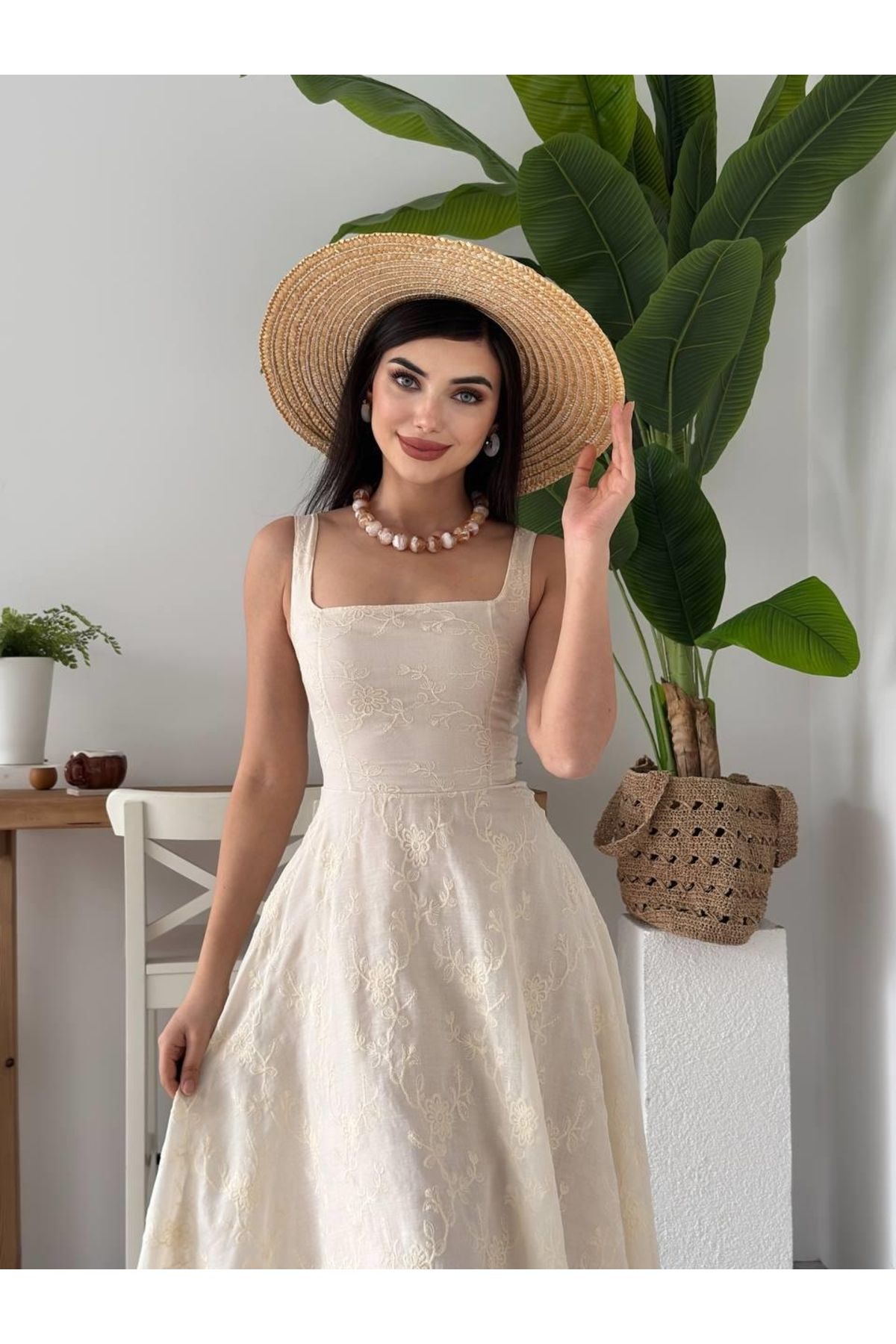ETİLER COLLECTION Cuper Çiçek Detaylı Elbise