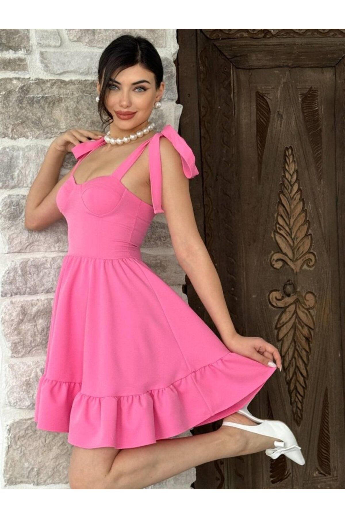 ETİLER COLLECTION İP ASKILI BAĞLAMALI ATLAS ELBİSE