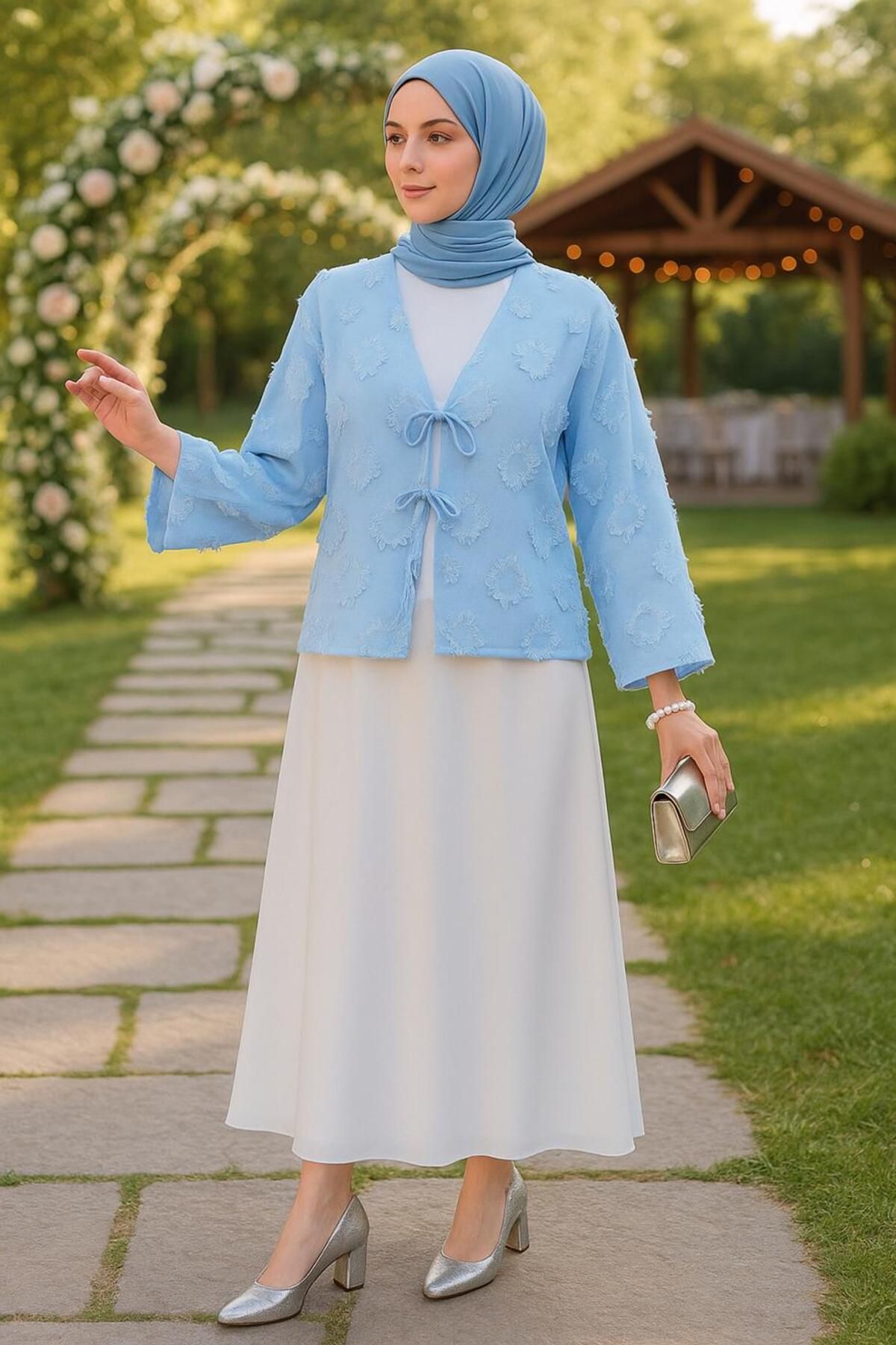 TRENDTESETTÜR KADIN MAVİ (BEBE MAVİ) BAĞCIKLI KİMONO T 0332