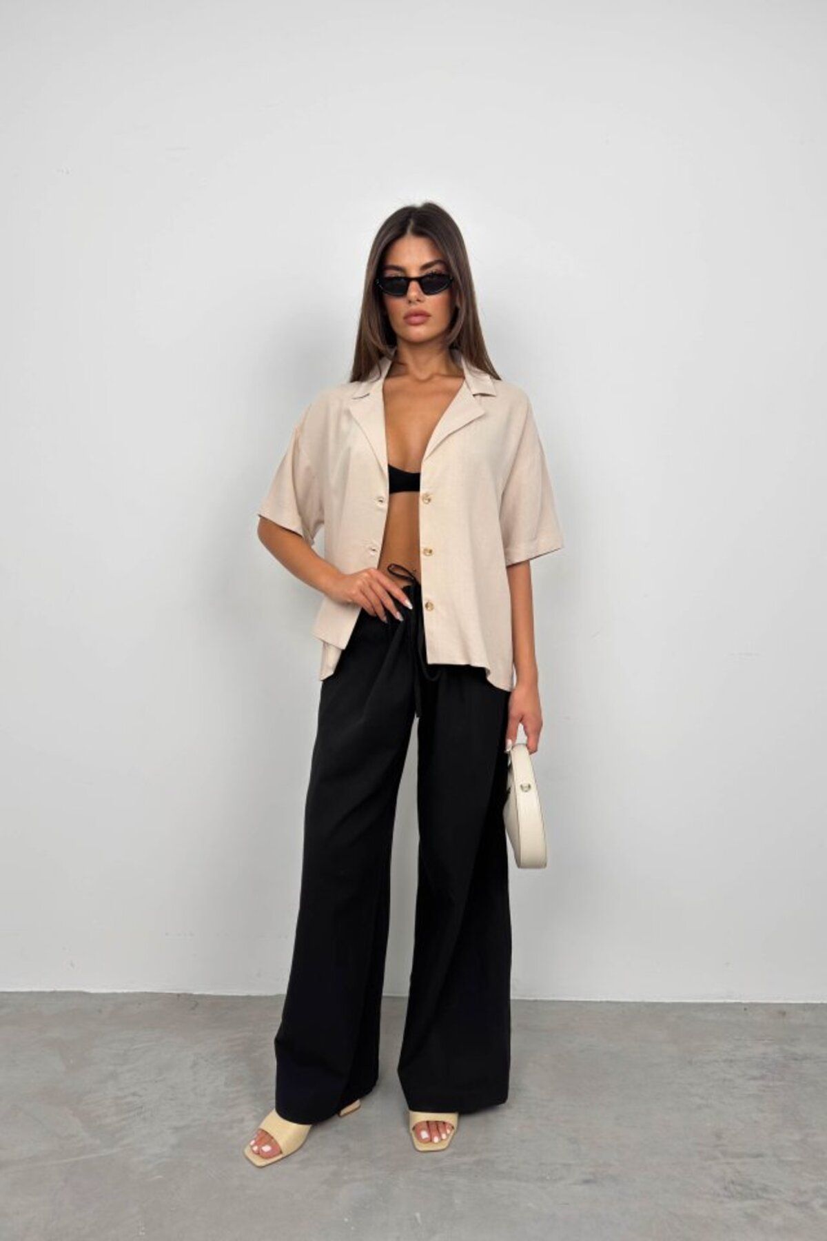 ETİLER COLLECTION Ceket Yaka Keten Gömlek