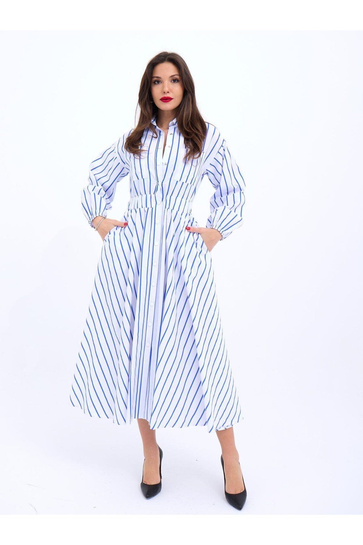 ETİLER COLLECTION 5903 ELBİSE-BALTİMORE ÇİZGİLİ