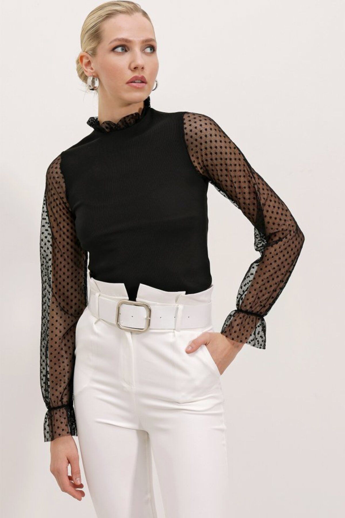 ETİLER COLLECTION 0495 Uzun Kol Şifon Bluz - Siyah
