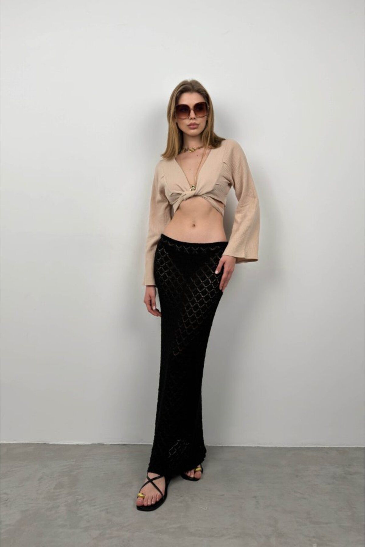 ETİLER COLLECTION Volan Kol Bağlamalı Bluz