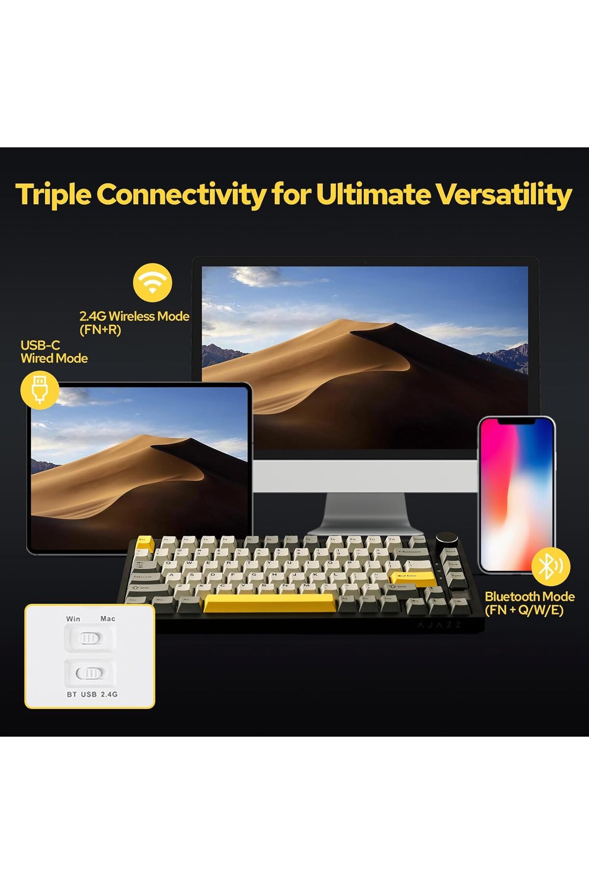 Epomaker-Ajazz AK820 Pro 75% Gasket-mounted Mechanical Keyboard with TFT Screen 7
