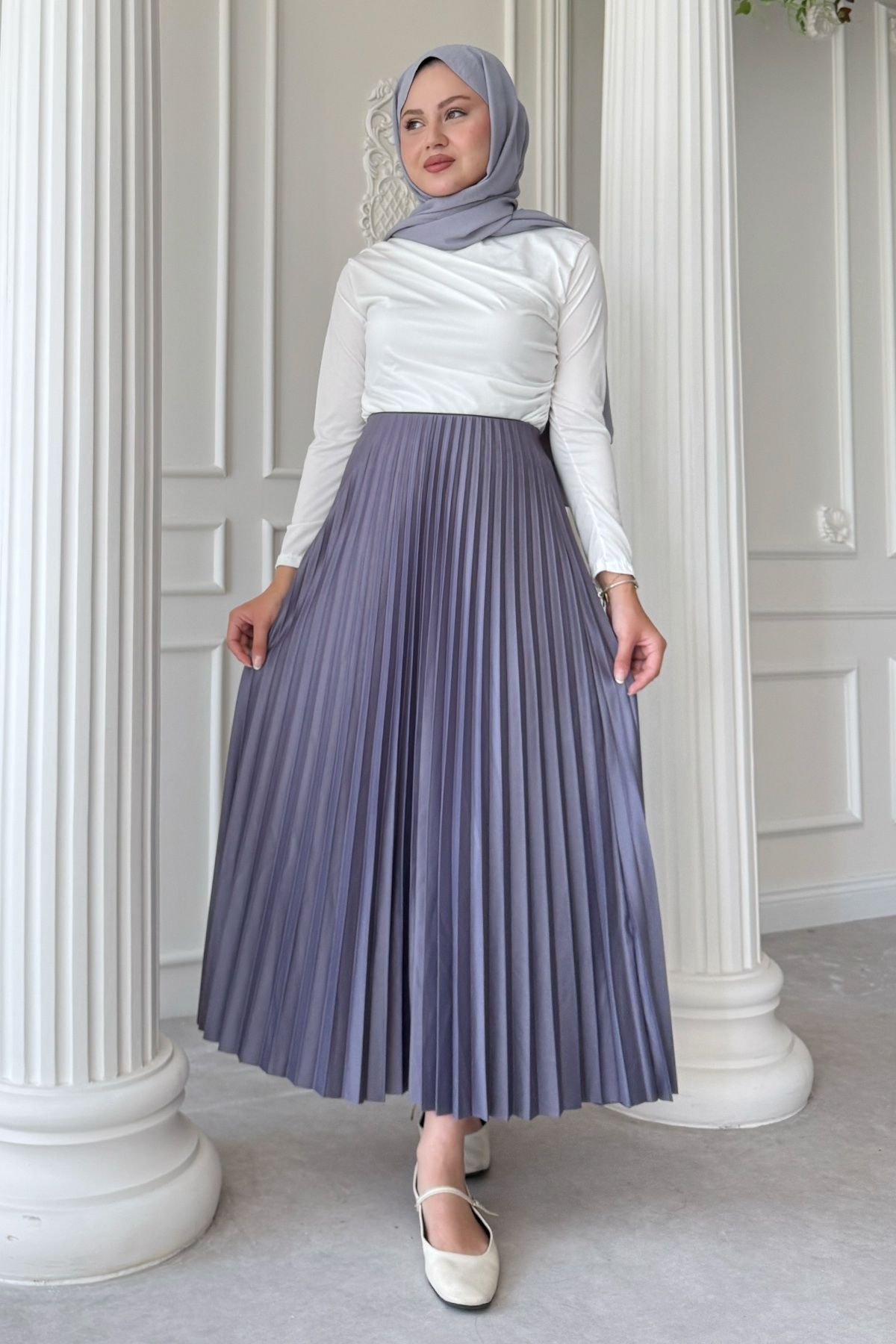 InStyle Piliseli Gri Etek