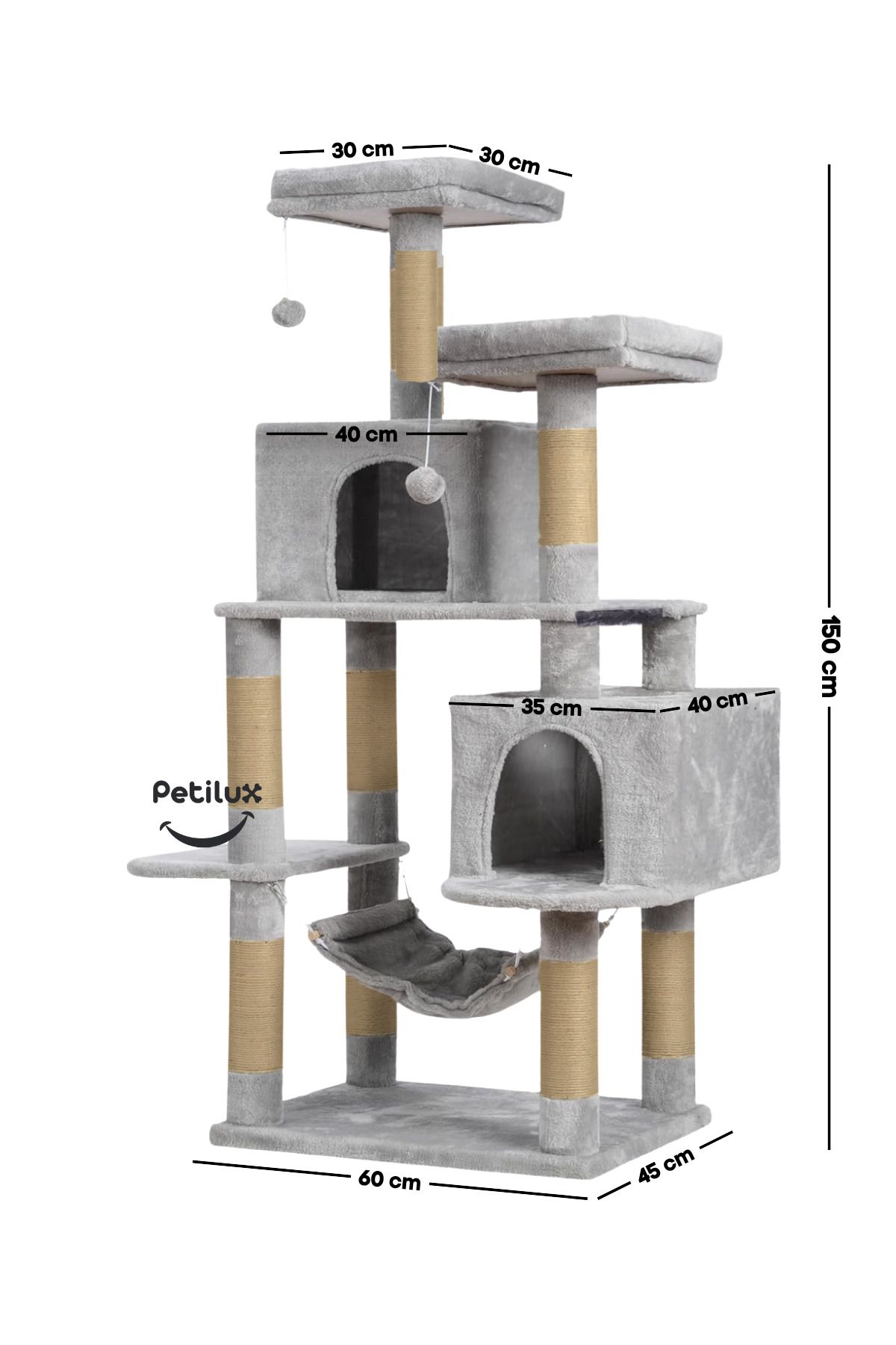 Petilux-Double Slot Luxury Large Size Scratching Cat Play House with Hammock Cat Scratching 6