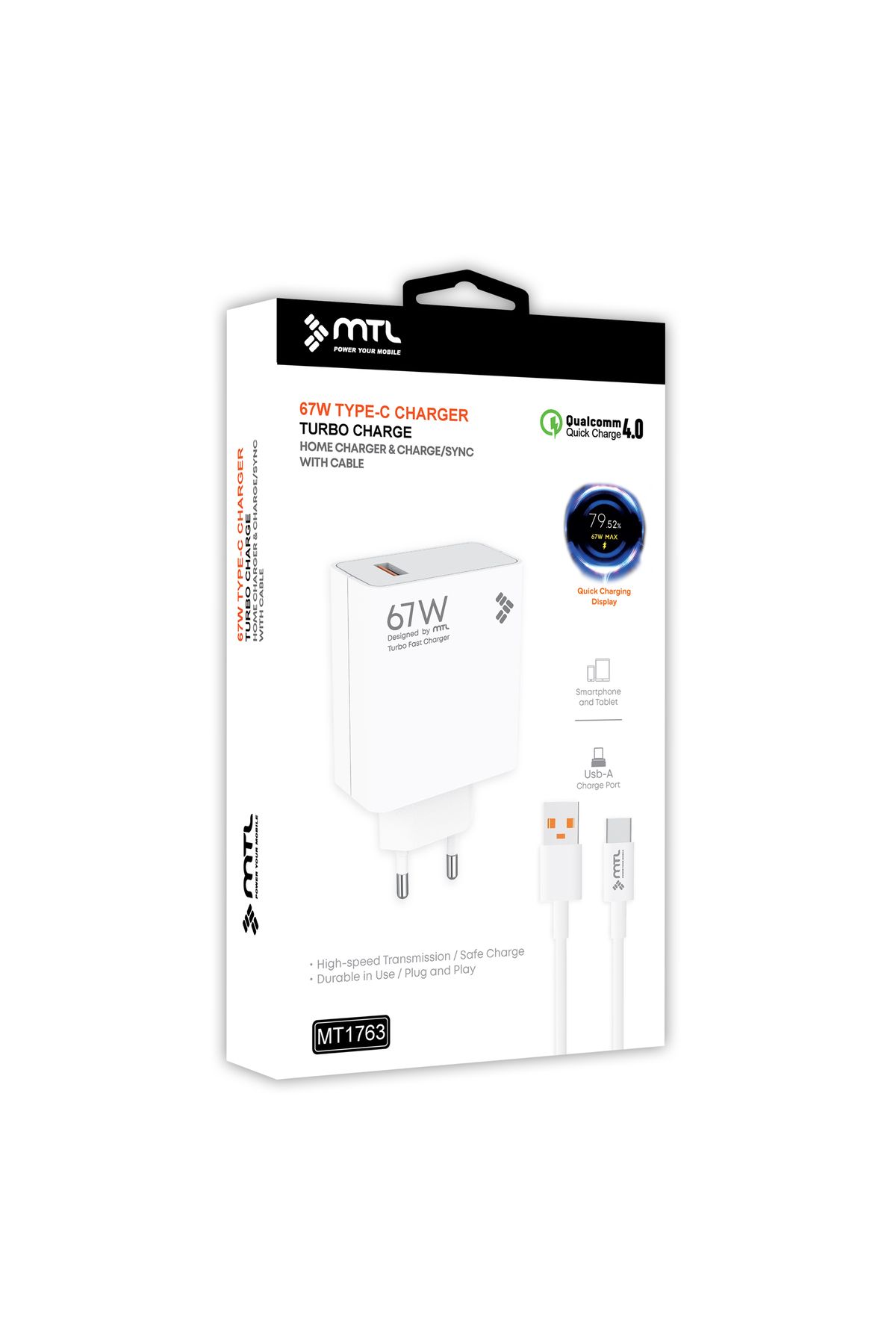 MTL 67W Turbo USB Type-C Şarj Seti QC 4.0 MT1763