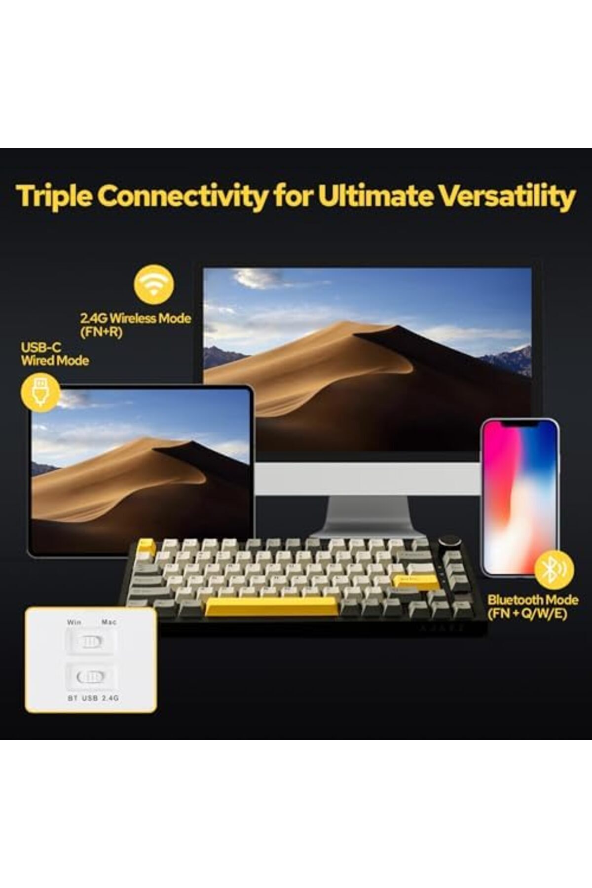 Epomaker-Ajazz AK820 Pro 75% Gasket-mounted Mechanical Keyboard with TFT Screen 8