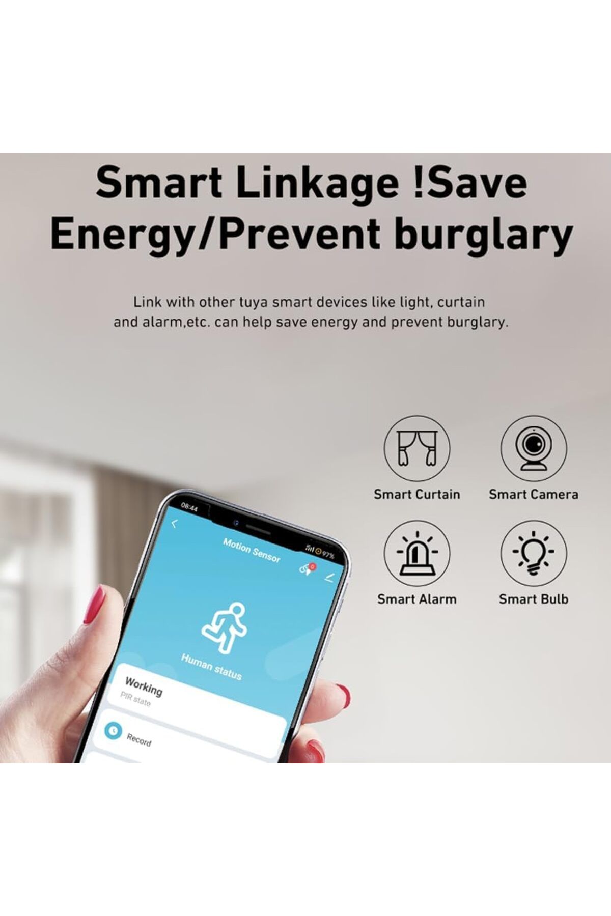 UanTii-Smart PIR Motion Detector Tuya Wifi Human Movement Sensor for Home Security Works with Smart 4