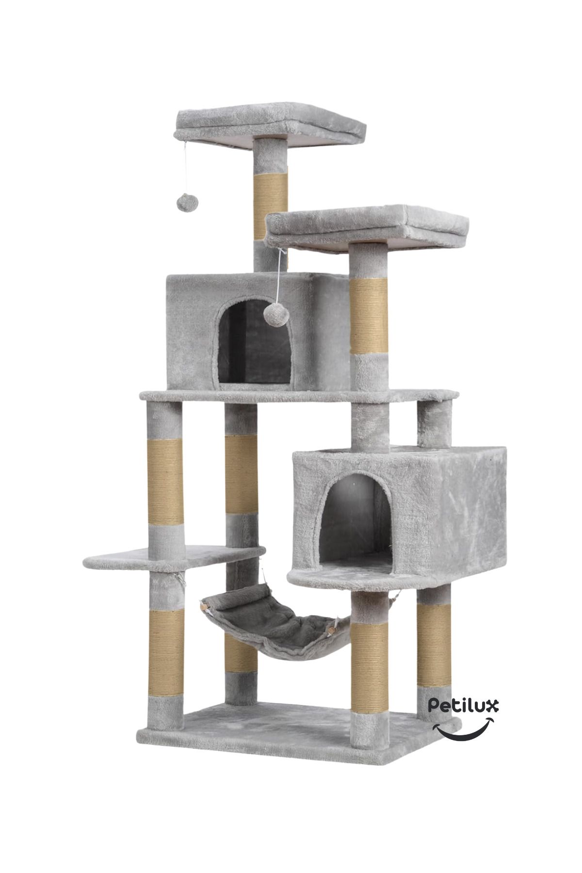 Petilux-Double Slot Luxury Large Size Scratching Cat Play House with Hammock Cat Scratching 4