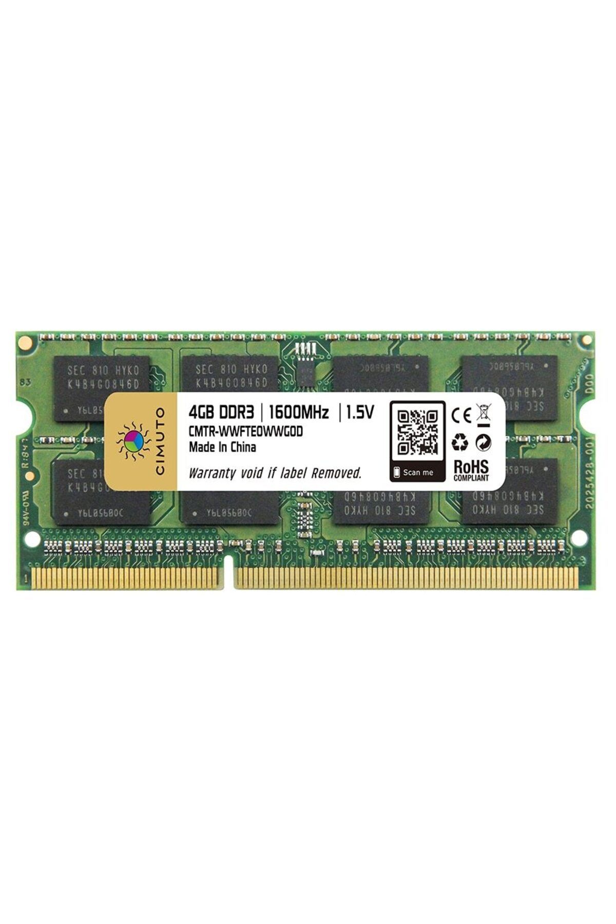 CIMUTO-RAM memory 4 GB so-dimm DDR3, 1600 MHz, CIMUTO, for notebook 4