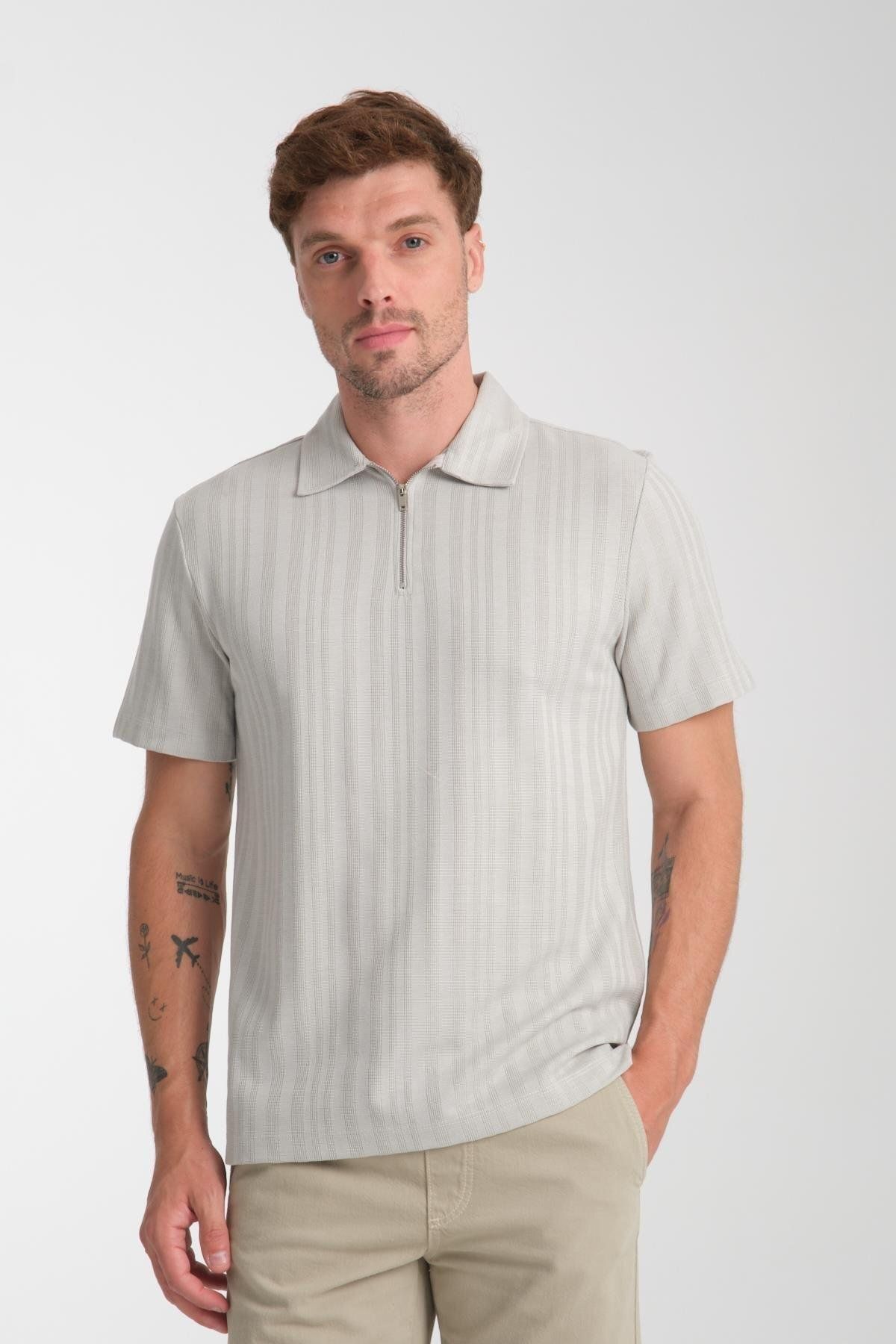 Store %100 Pamuk Erkek Fermuar Detaylı T-Shirt - Soft Ve Basic Günlük Kullanım