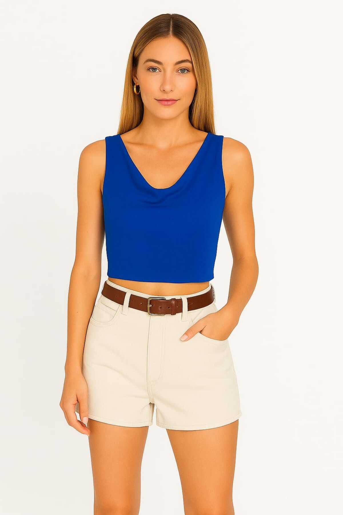 By Kul Design KADIN DEGAJE YAKA SIRT DEKOLTE CROP