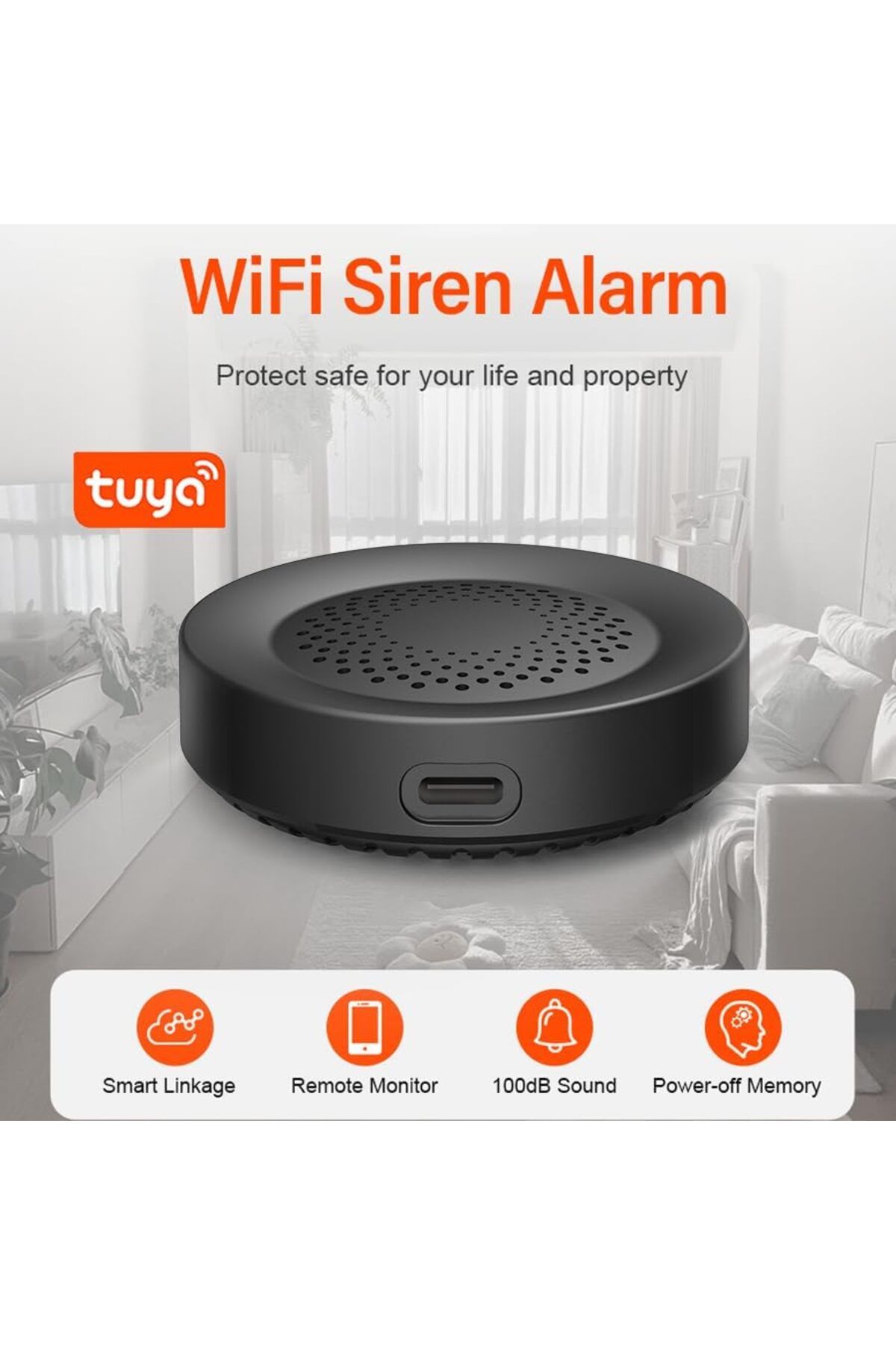 UanTii-Tuya Smart Siren Alarm 100dB Loud Speaker Wifi Siren Speaker with Strobe Light Alert for Home 2