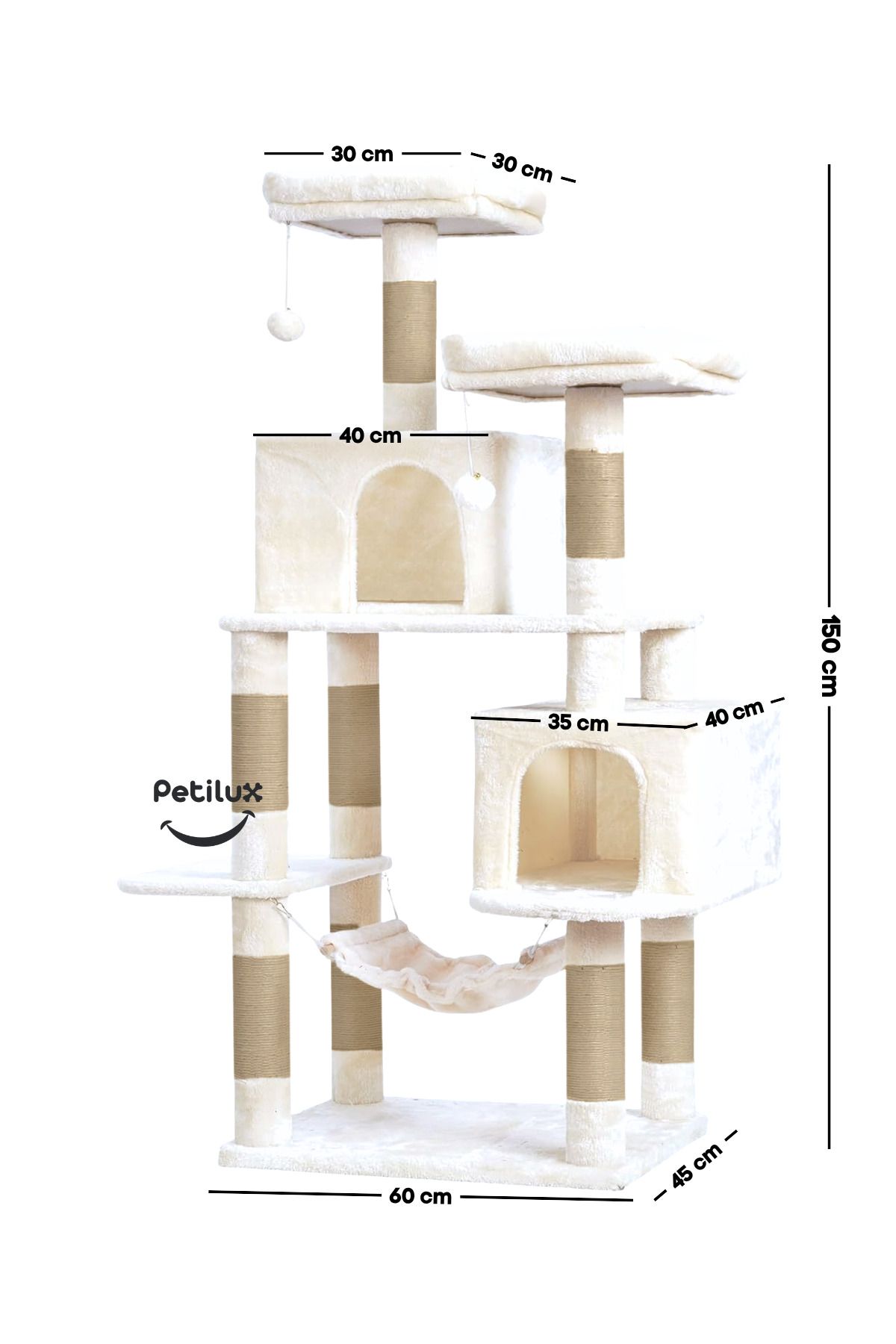 Petilux-Double Slot Luxury Large Size Scratching Cat Play House with Hammock Cat Scratching 6