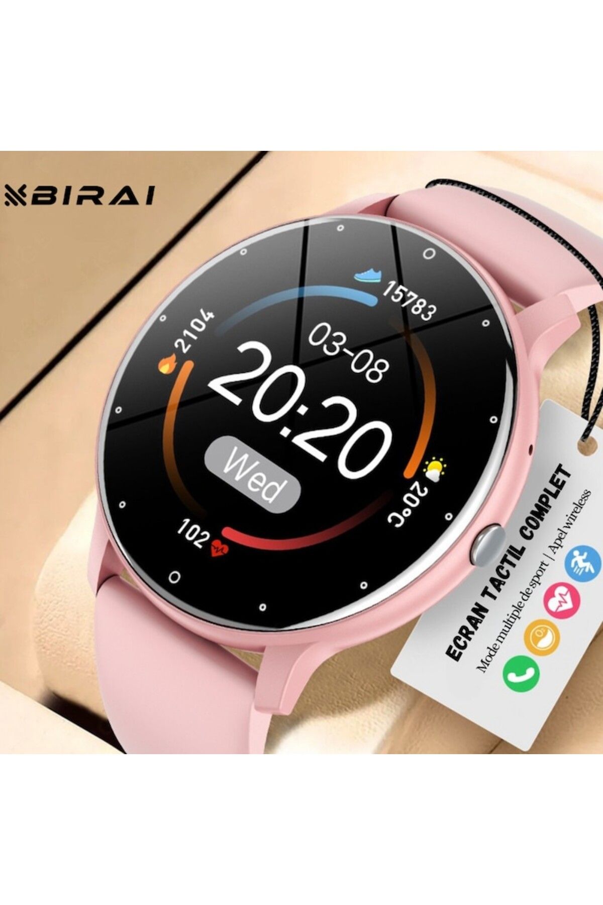 BIRAI-Ceas inteligent BIRAI® Model Evolve, Android și IOS, Ecran TFT tactil de 1,28 inci, Design subțire 3