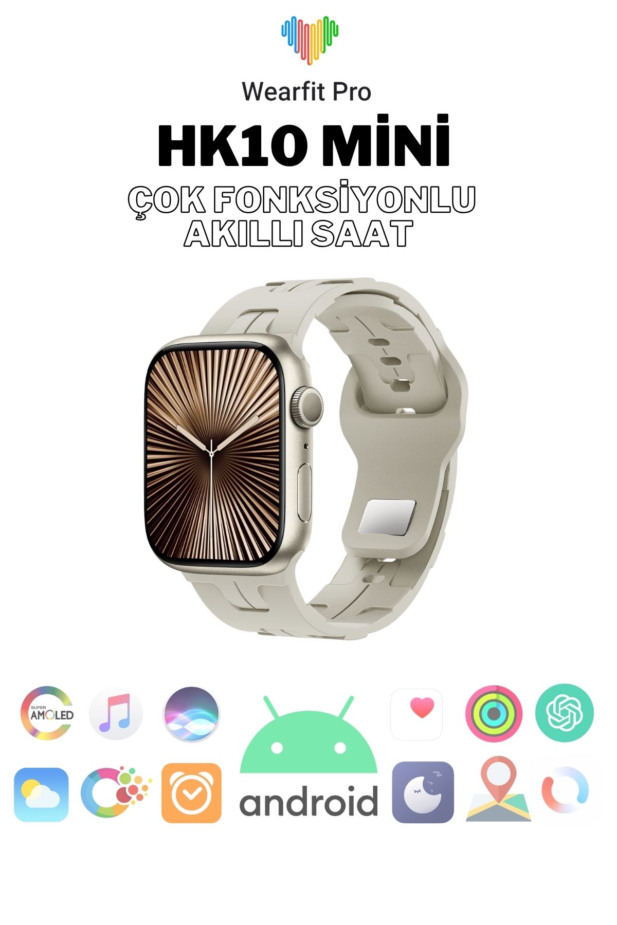 Wearfitpro HK10 Mini Amoled Ekran Yeni Nesil Yapay Zeka ve Tüm Özelliklere Sahip Akıllı Saat