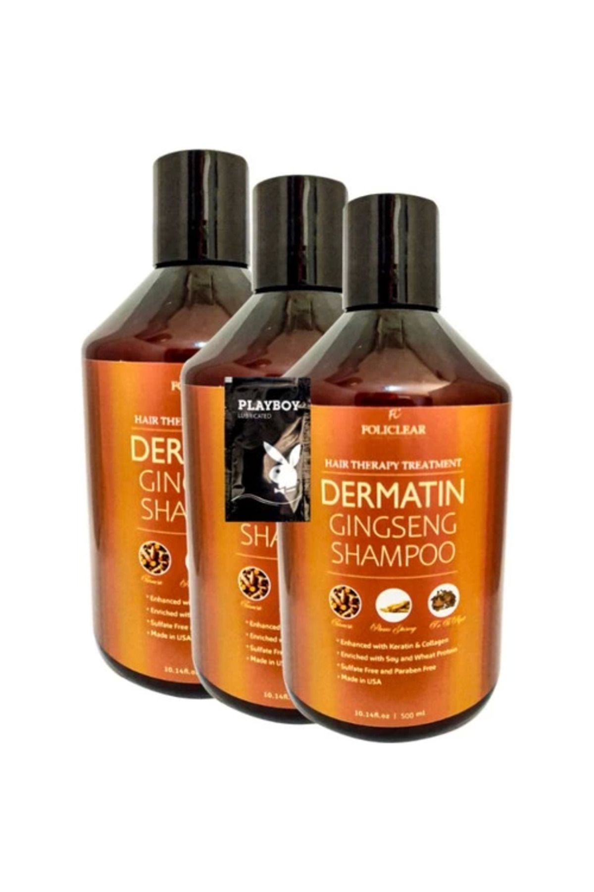 Vemora Policlear Dermatin Shampoo Ginsengli Özel Bakım Şampuanı 500 ml x 3 adet + Jel
