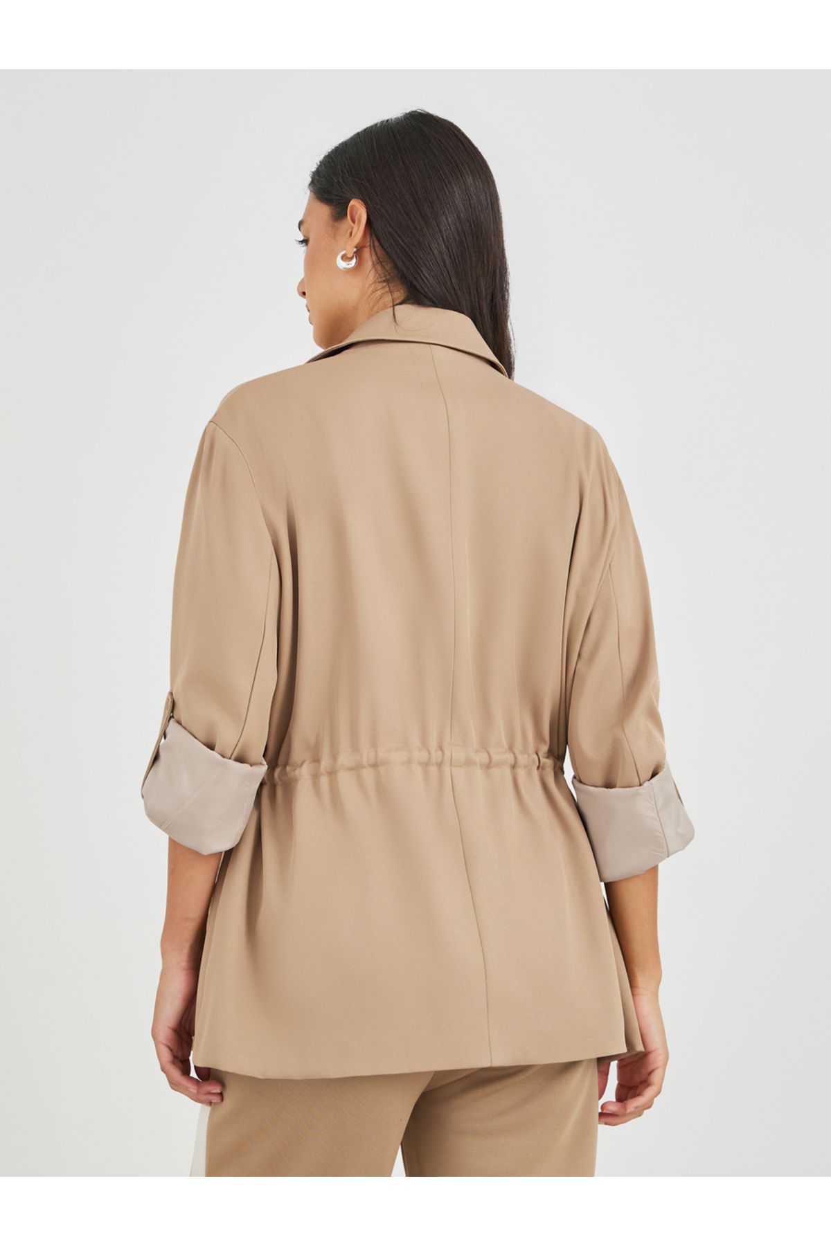 Styli-Solid Regular Length Regular Fit Blazer with Drawcord 5