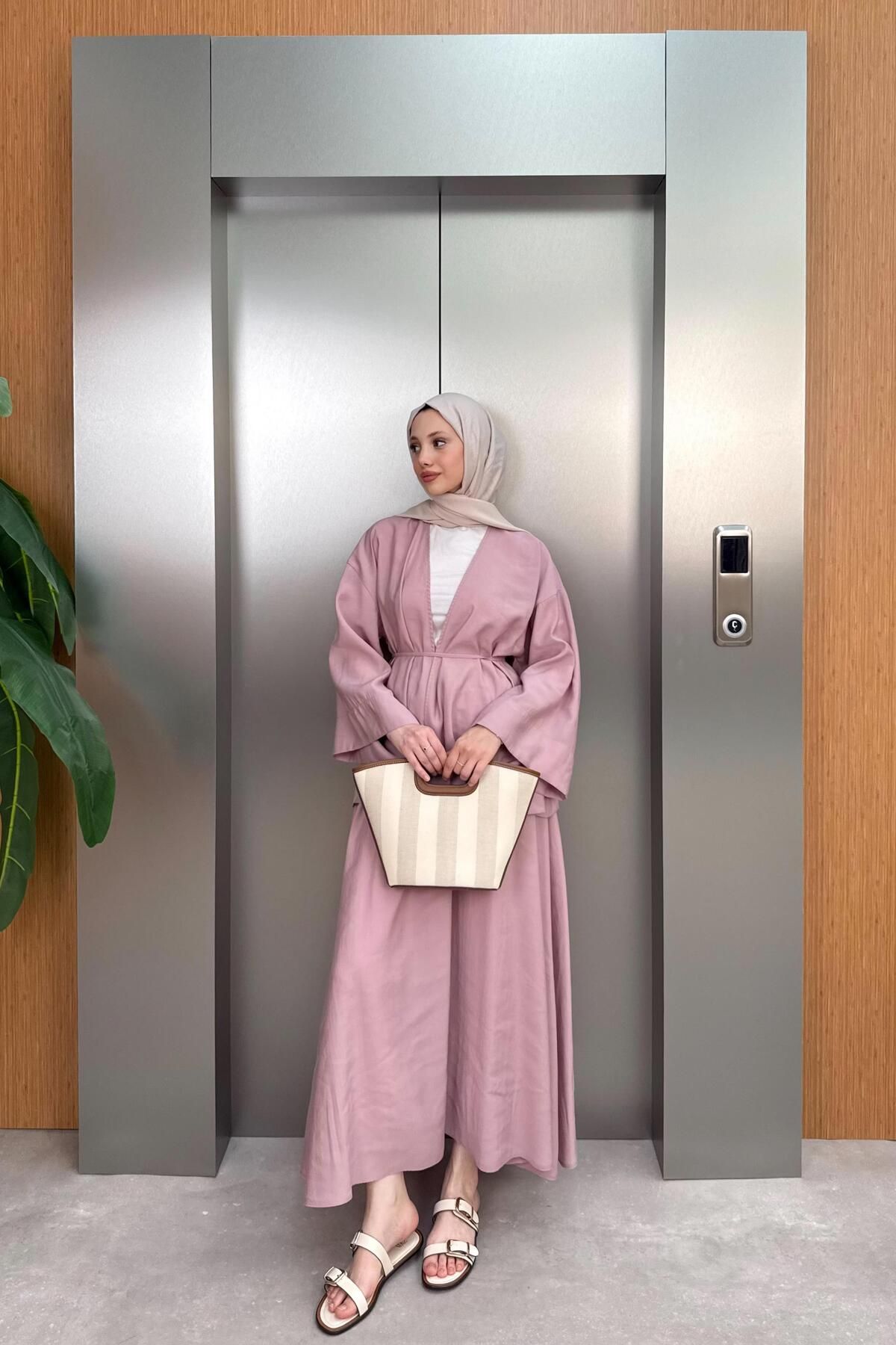 QUQA Etekli Kimono Takım - Gül