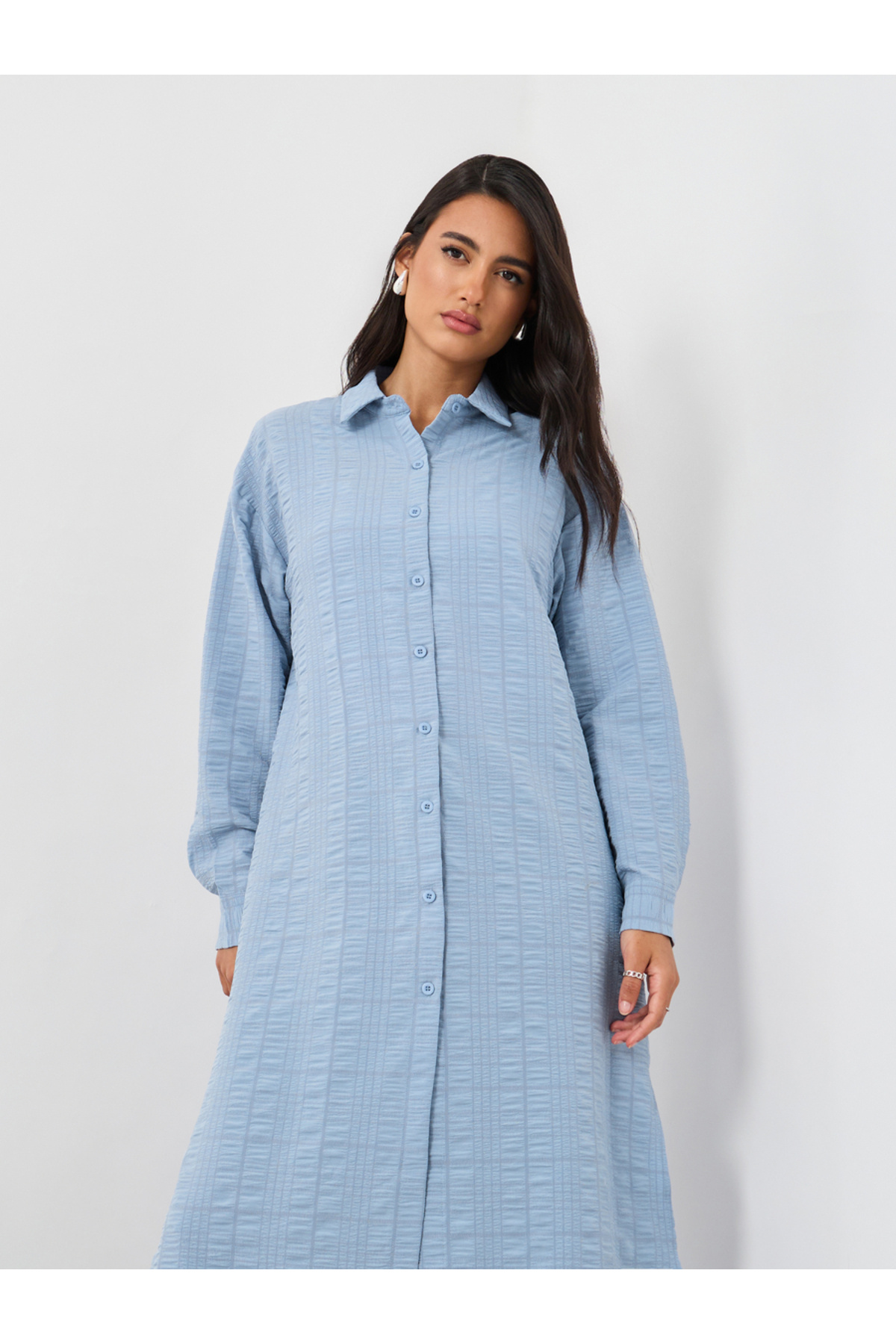 Styli-Plaid Regular Fit Maxi Kimono with Side Slits 3
