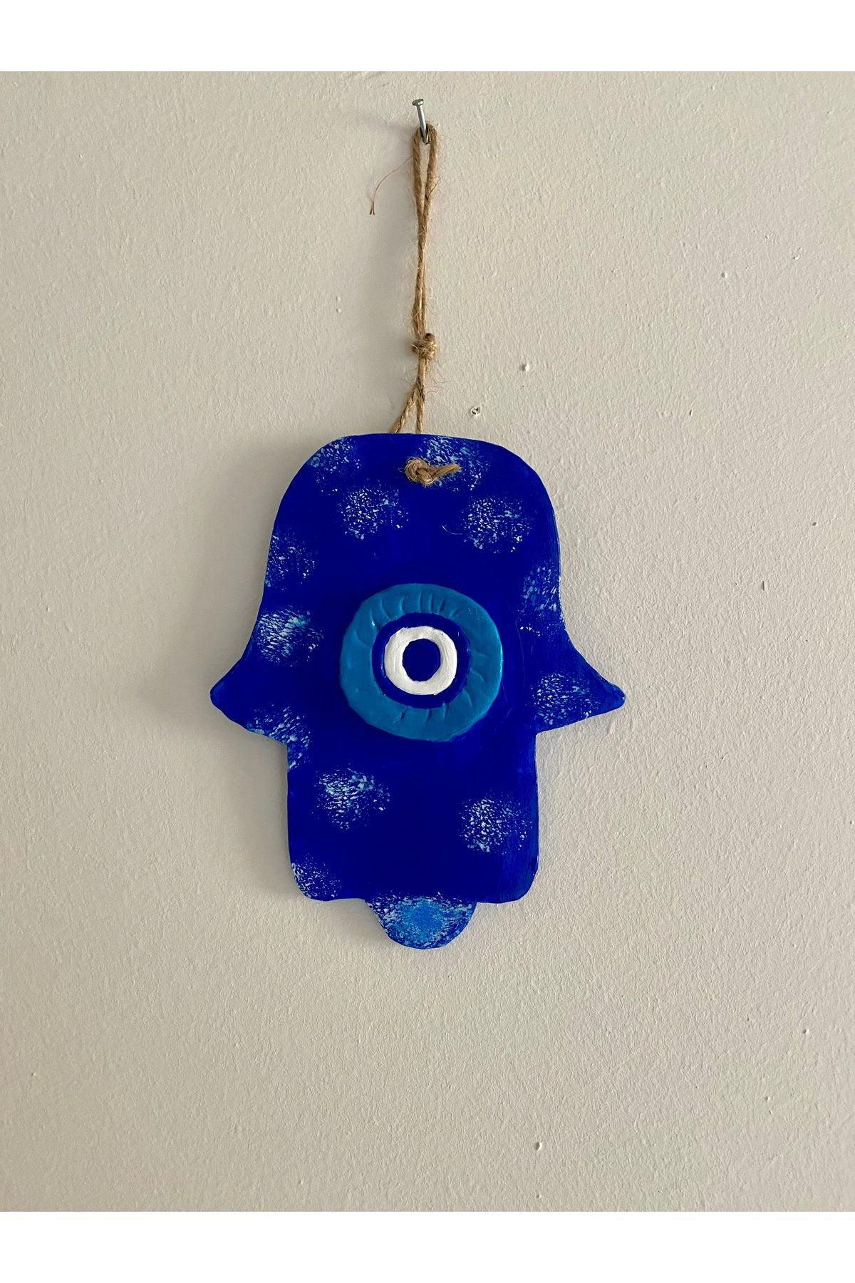 NO BRAND El Yapımı Seramik Hamsa Duvar Süsü - Nazar Boncuklu