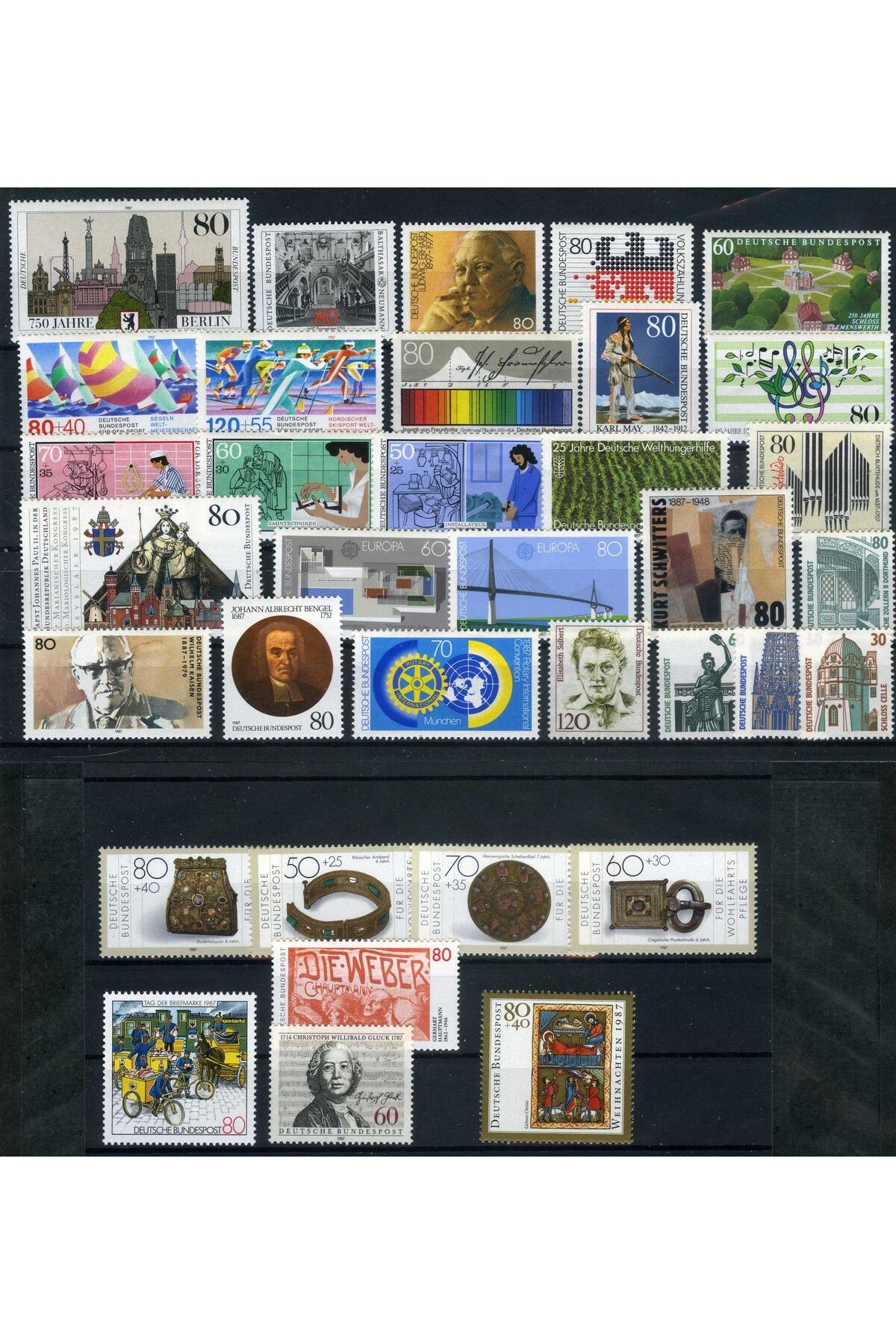 Jupiter Stamps Koleksiyon Pulları,ALMANYA 1987 Yıl Seti,Damgasız Komple Pullar,Konsept Hediyelik,Hobi,ASB-88525543