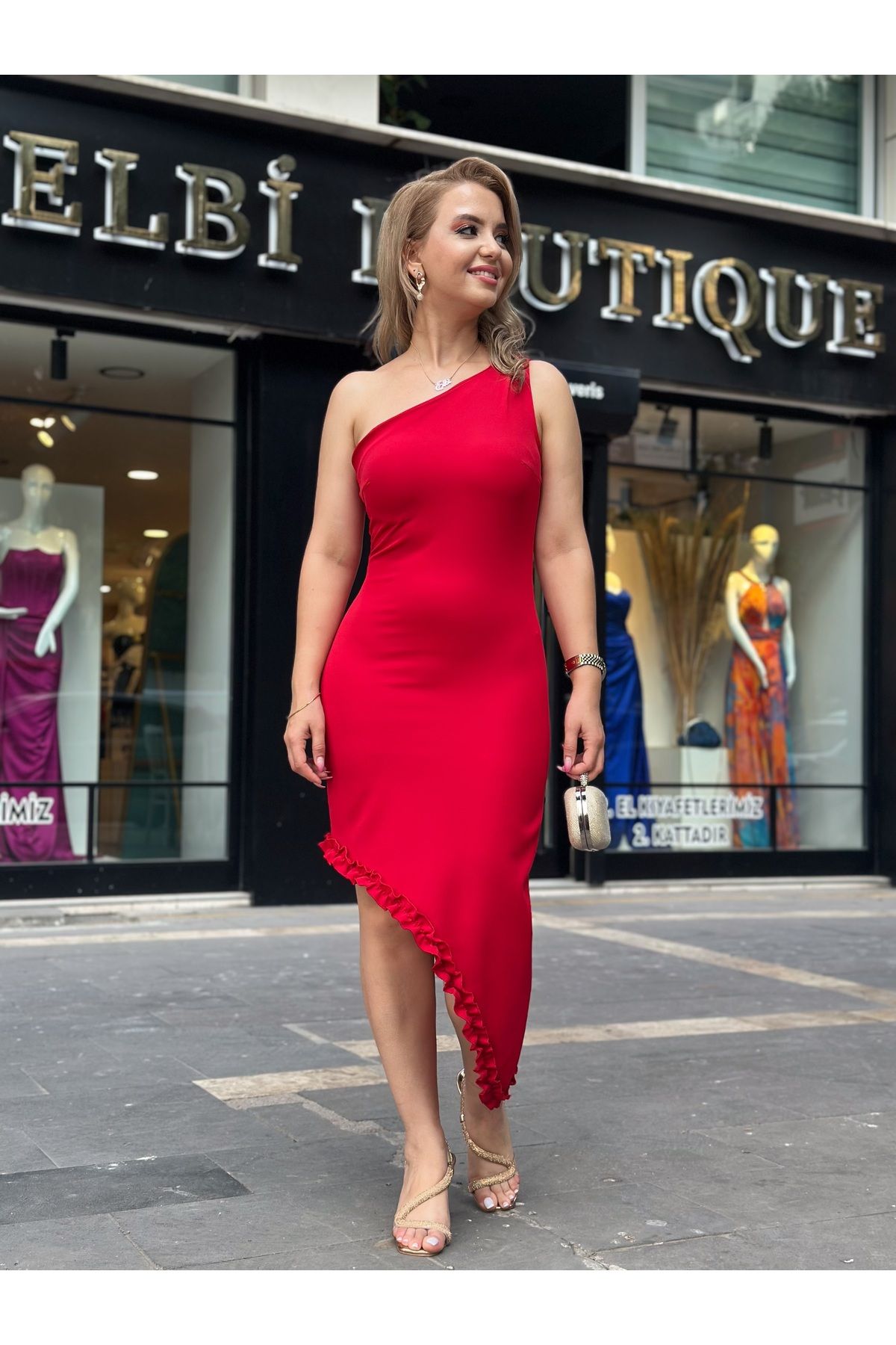 Elbi Boutique ASİMETRİK KESİM ELBİSE