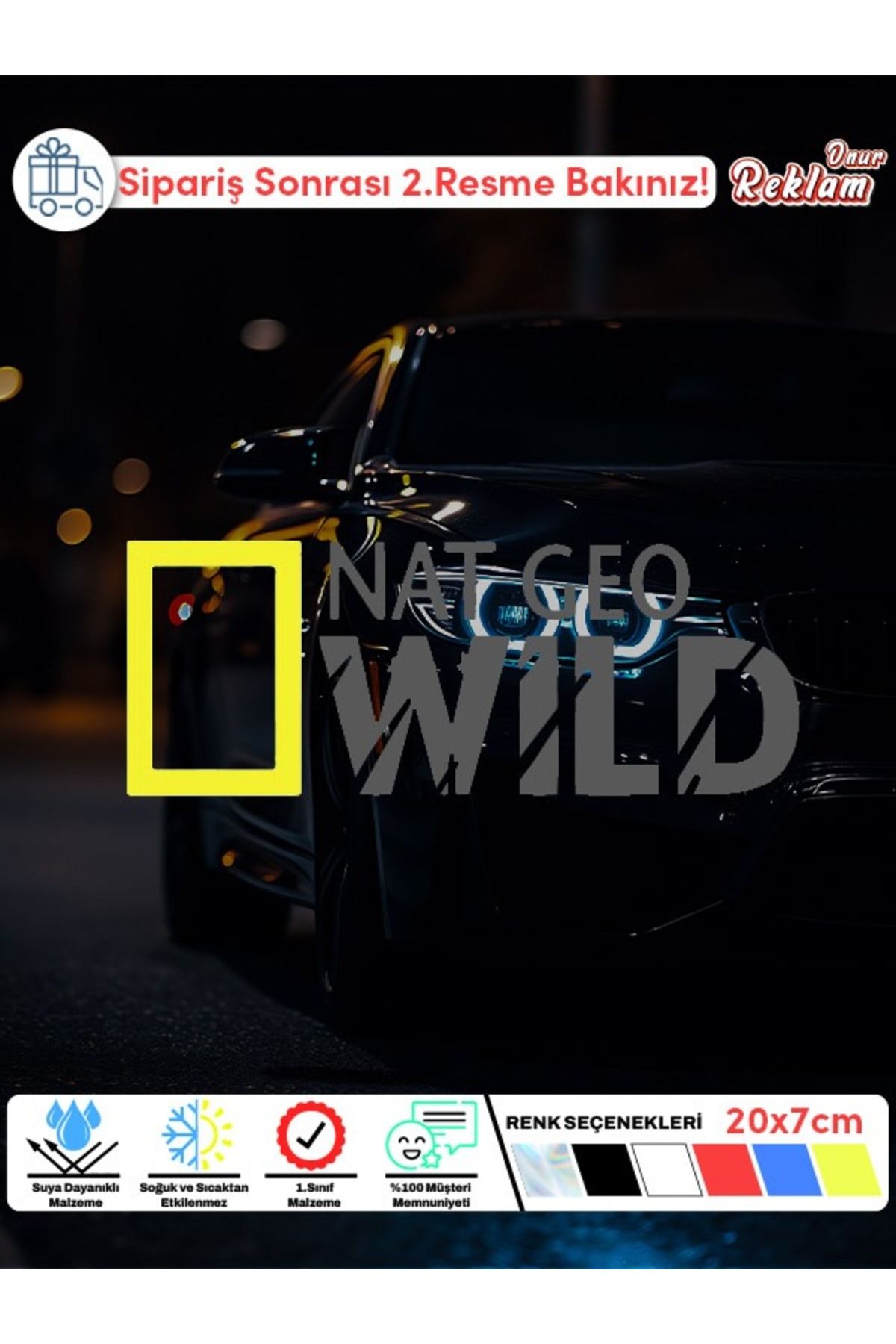 Onur Reklam Nat Geo Wild Araba Stickerı – 20x7 cm Suya Dayanıklı Çıkartma