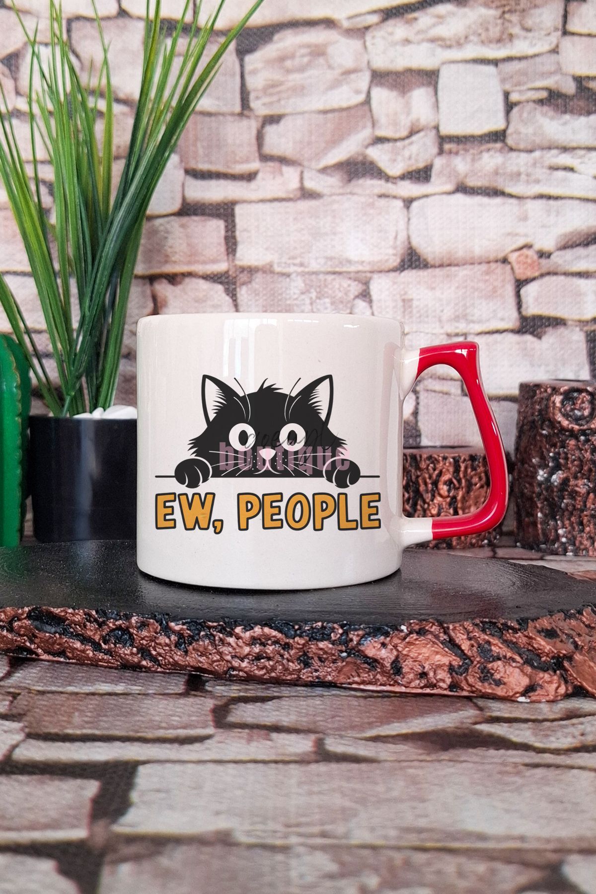 qoeuyl boutique Kedi Komik Uykucu Esprili Kedisever Kedi Sahibi Uykulu Hediyelik Kulplu Kupa Bardak