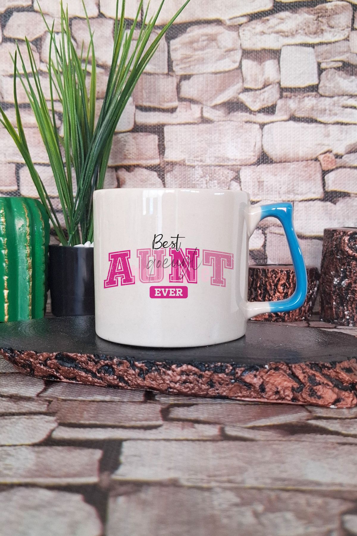qoeuyl boutique Best Auntie Ever Baskılı En İyi Hala Teyze Hediyelik Kulplu Kupa Bardak