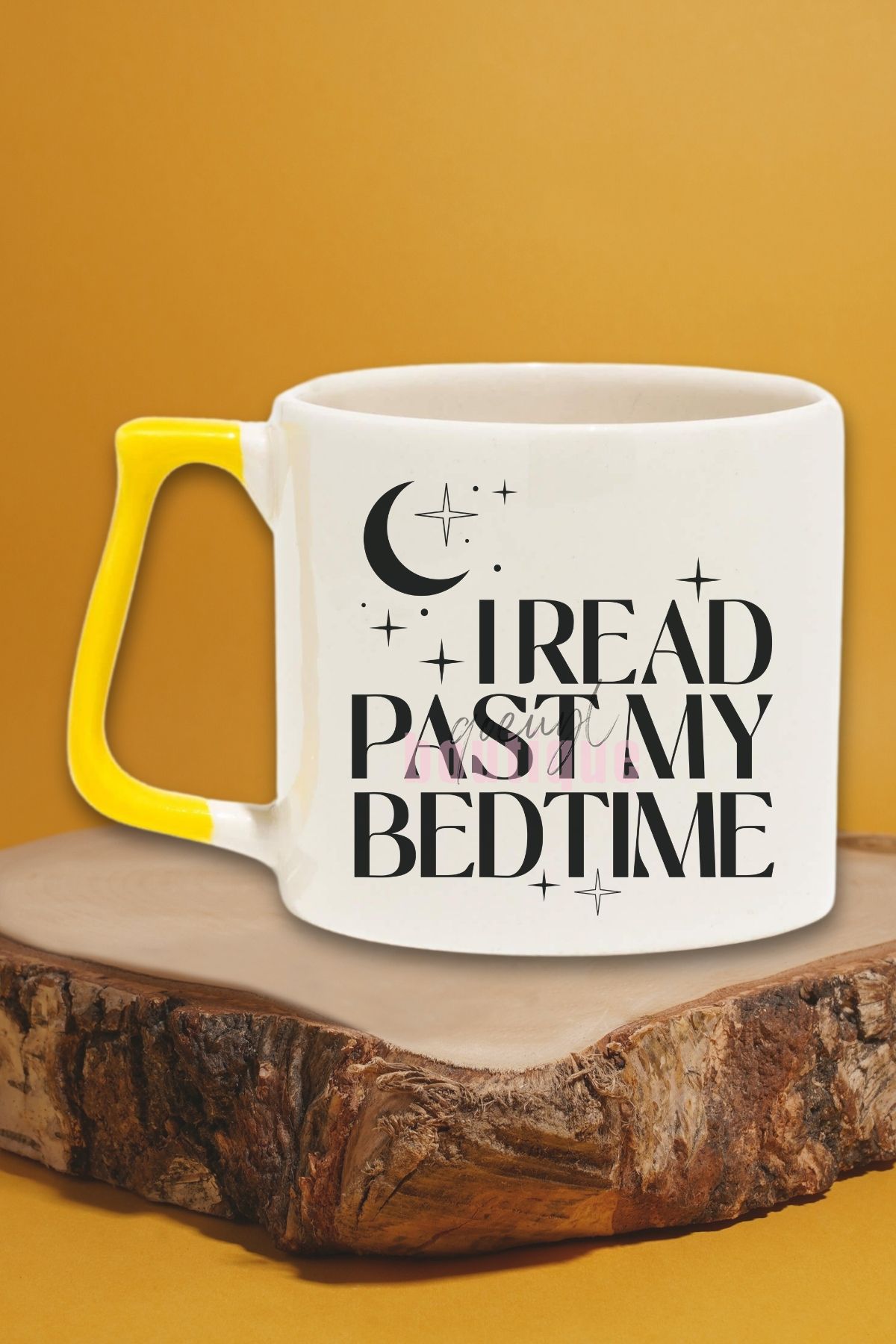 qoeuyl boutique I Read Past My Bedtime Yazılı Kitap Sever Gece Kuşu Hediyelik Kulplu Kupa Bardak