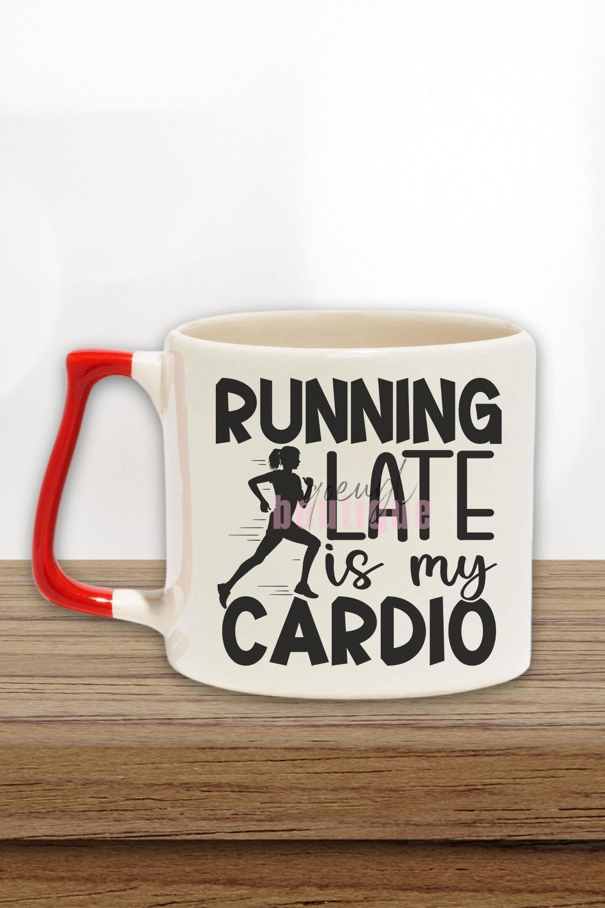 qoeuyl boutique Running Late Is My Cardio Yazılı Komik Gym Spor Koşu Esprisi Hediyelik Kulplu Kupa Bardak