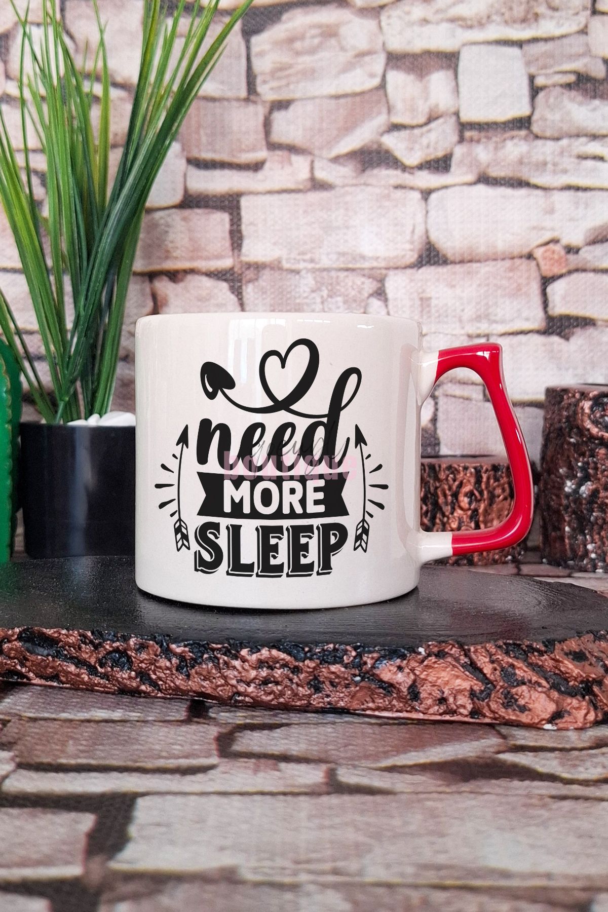 qoeuyl boutique Need More Sleep Baskılı Komik Kedi Uyku İsteği Hediyelik Kulplu Kupa Bardak