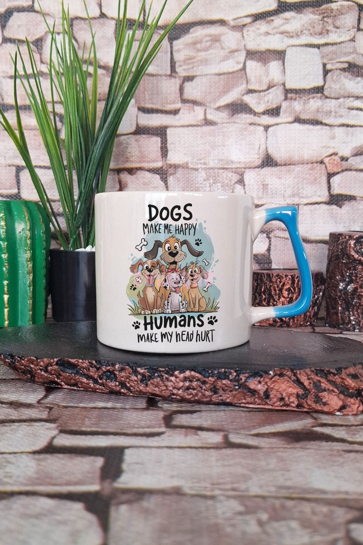 qoeuyl boutique Dogs Baskılı Köpeksever Sevimli Tasarım Hediyelik Kulplu Kupa Bardak