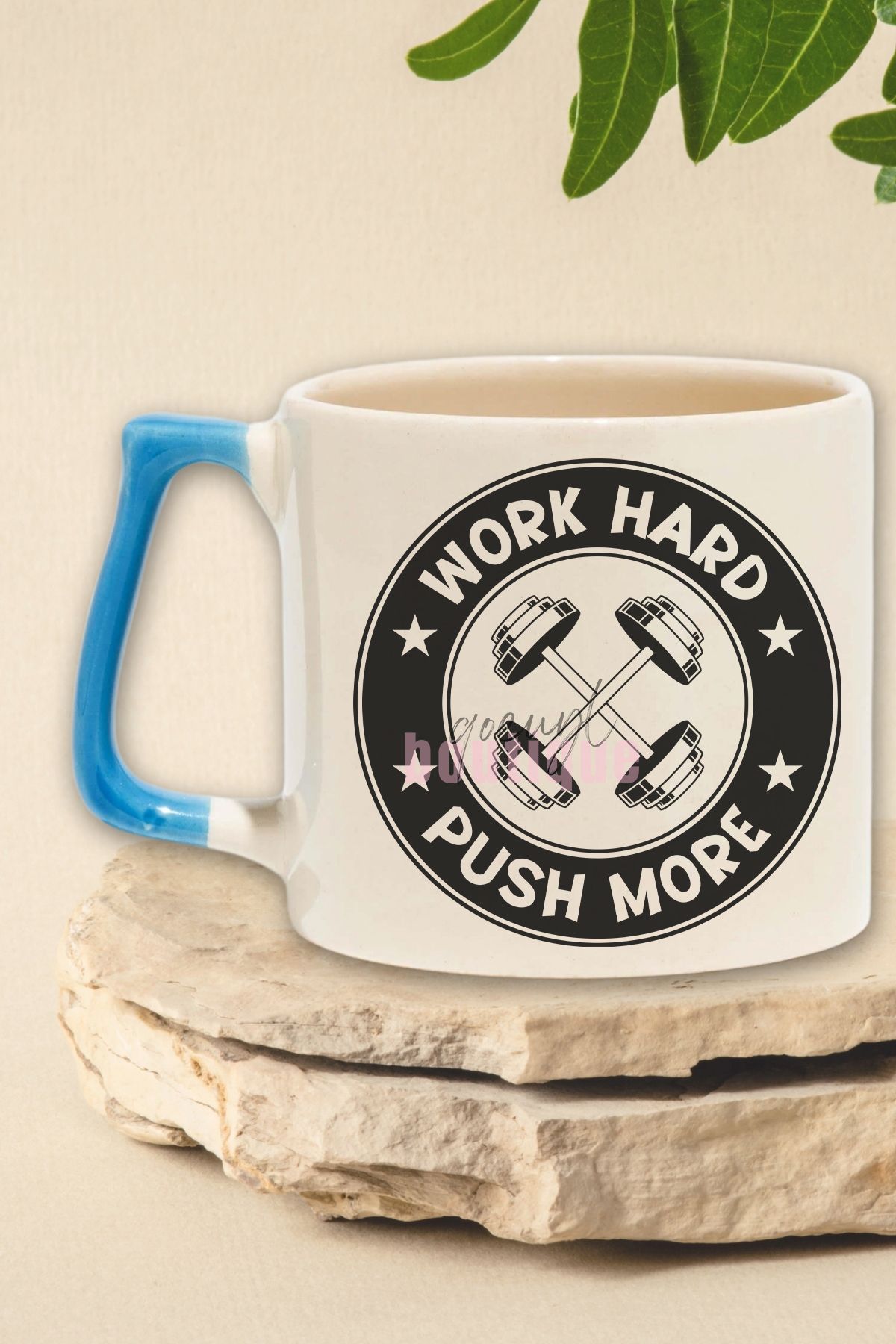 qoeuyl boutique Work Hard Push More Yazılı Gym Spor Çalışma Azmi Fitness Hediyelik Kulplu Kupa Bardak