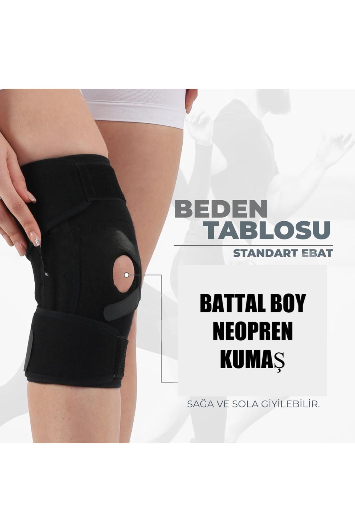 Beyaz Medikal Silikon Patella Ligament Destekli Neopren Dizlik Battal Boy