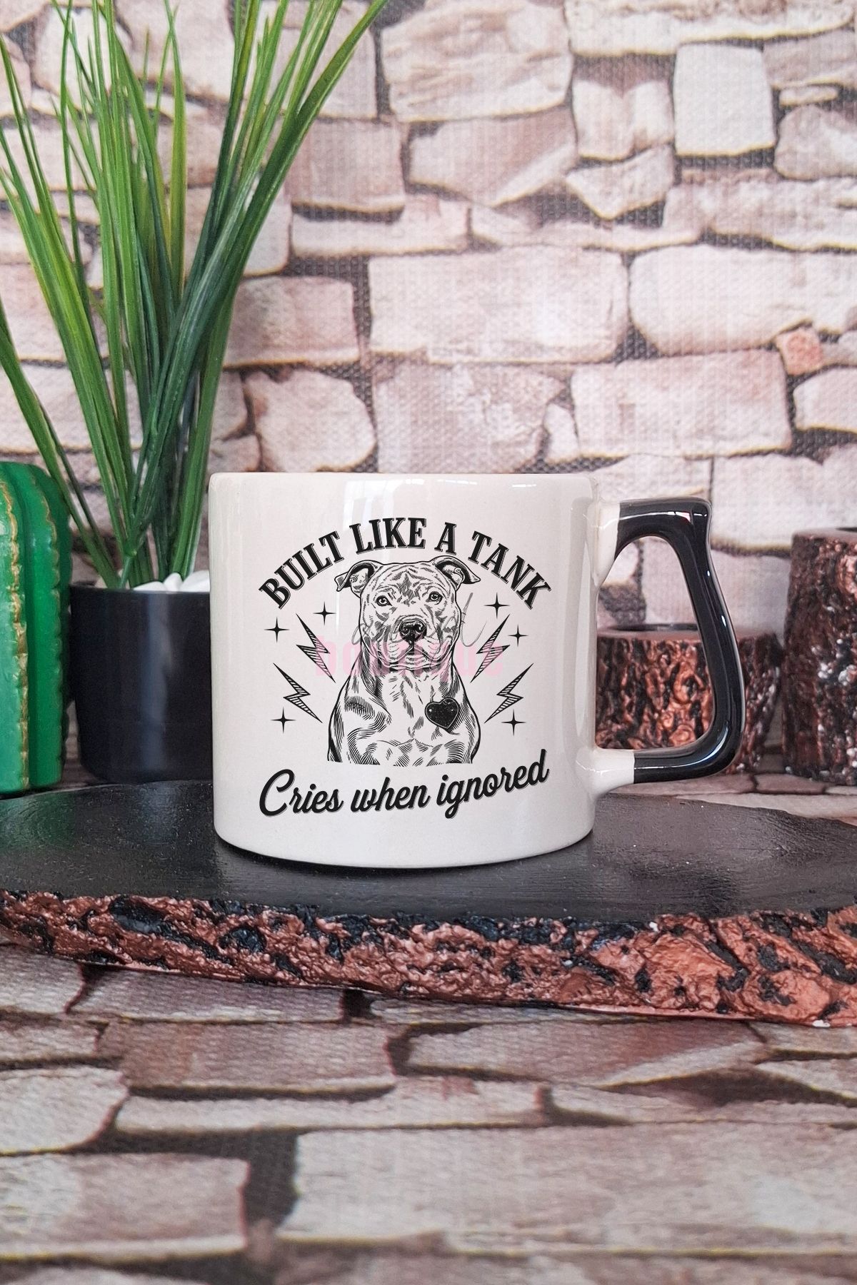 qoeuyl boutique Built Like A Tank Baskılı Komik Güçlü Köpek Hediyelik Kulplu Kupa Bardak