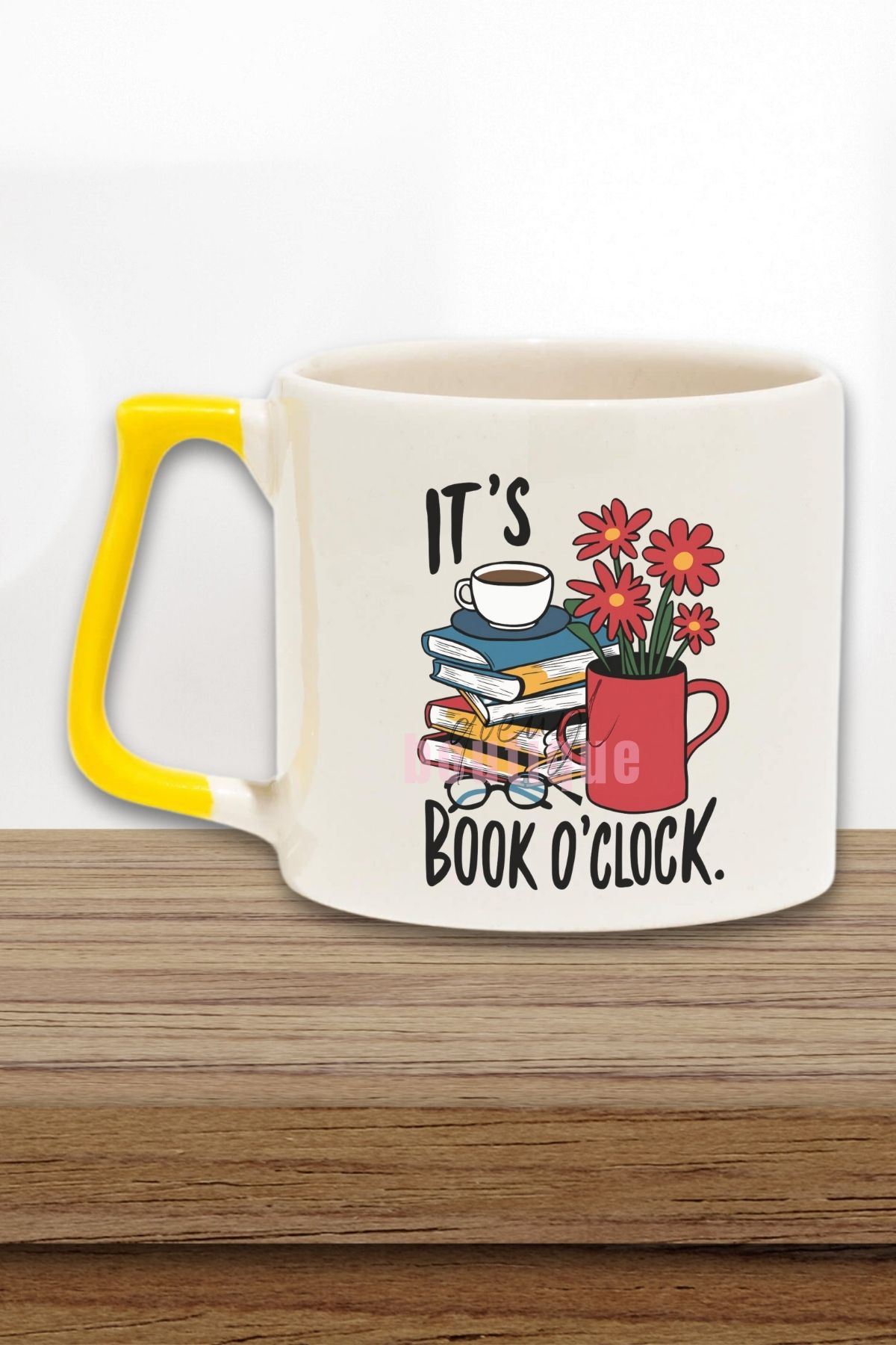qoeuyl boutique Its Book O'Clock Yazılı Kitap Okuma Zamanı Mottosu Hediyelik Kulplu Kupa Bardak