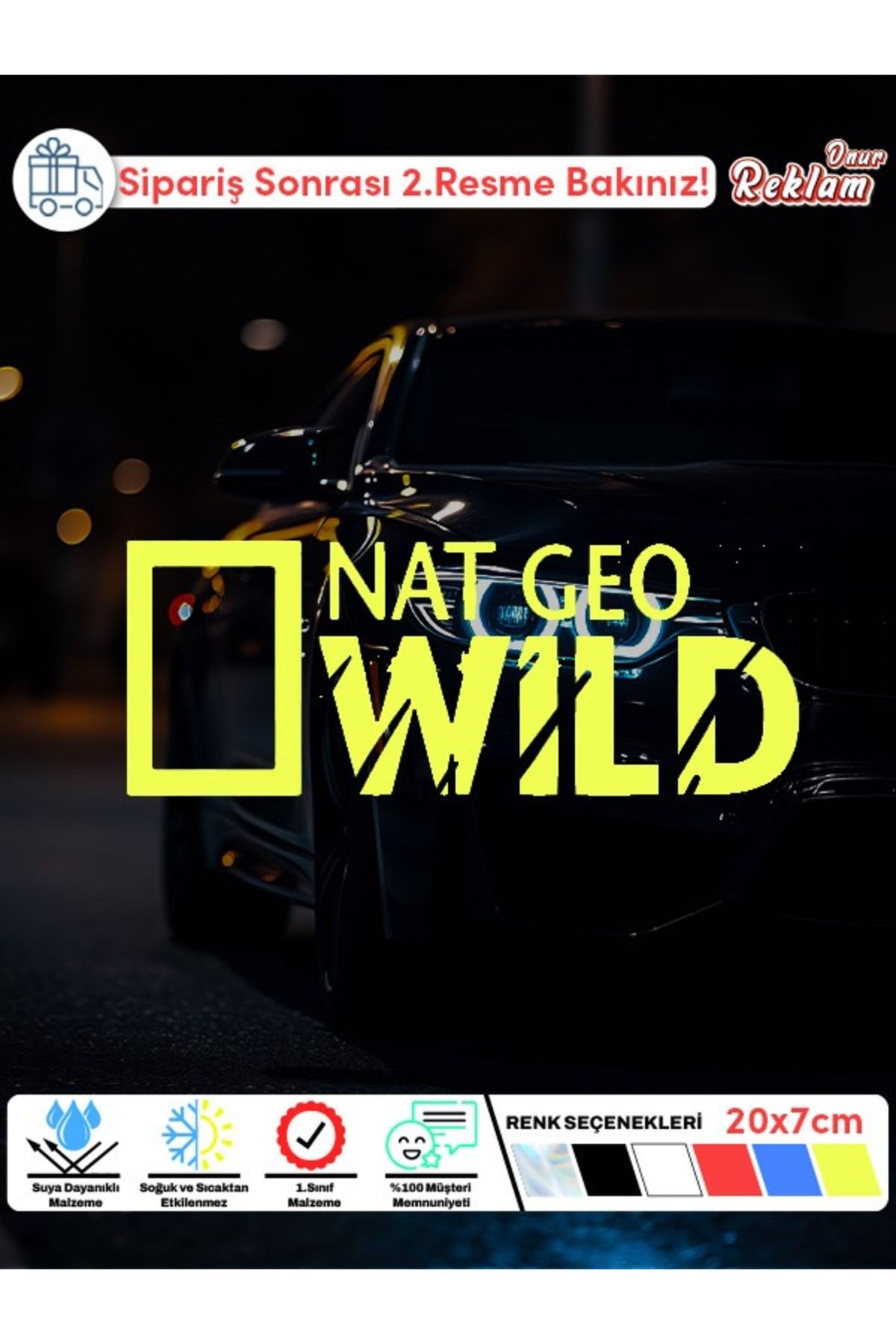 Onur Reklam Nat Geo Wild Araba Stickerı – 20x7 cm Suya Dayanıklı Çıkartma