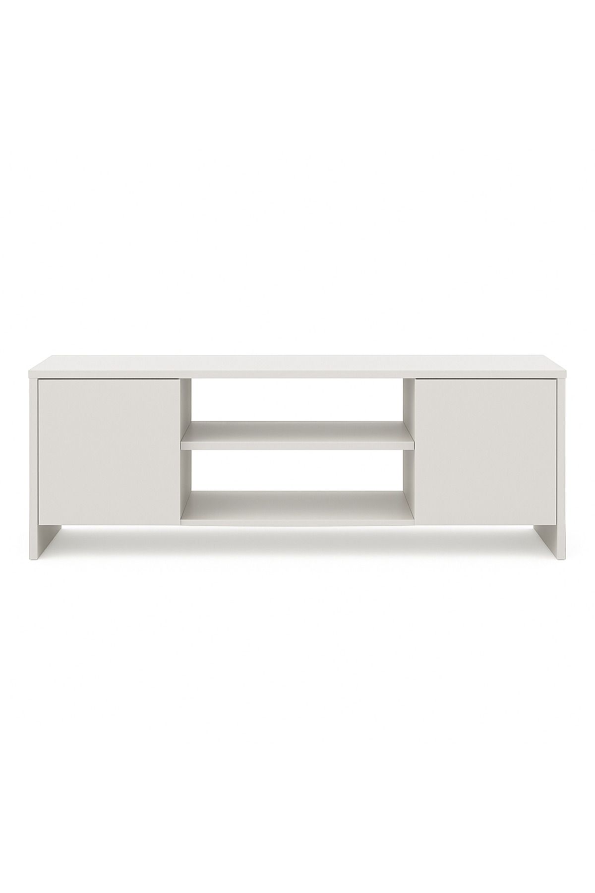 Home Modern Beyaz TV Ünitesi – 150 cm – 18 mm MDF – Kapaklı ve Raflı Tasarım