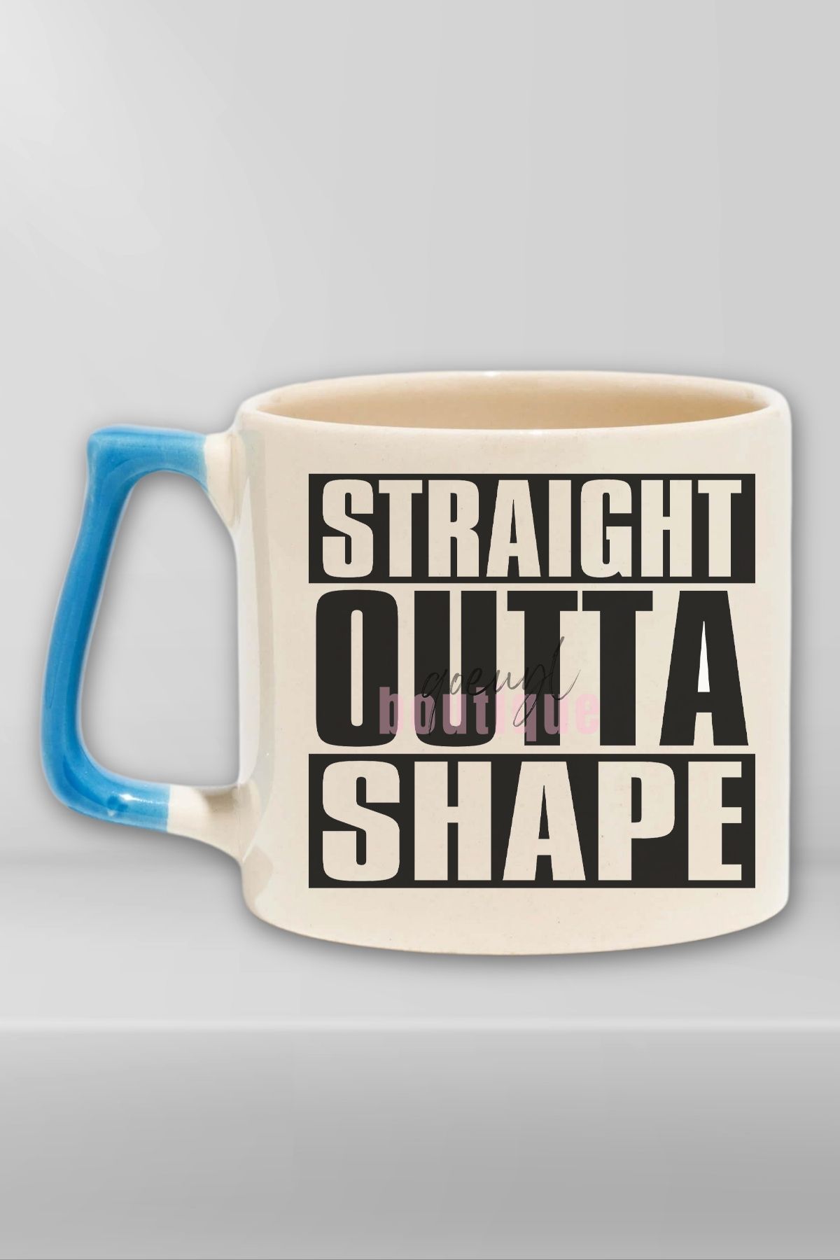 qoeuyl boutique Straight Outta Shape Yazılı Komik Gym Spor Fitness Mizahı Hediyelik Kulplu Kupa Bardak