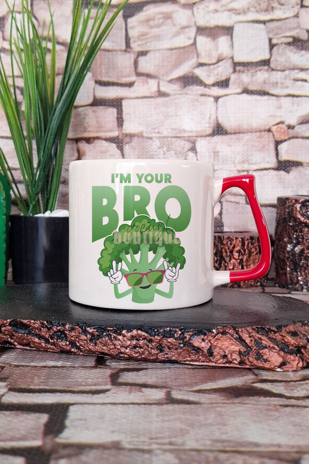 qoeuyl boutique I Am Your Bro Baskılı Vegan Hediyelik Kulplu Kupa Bardak