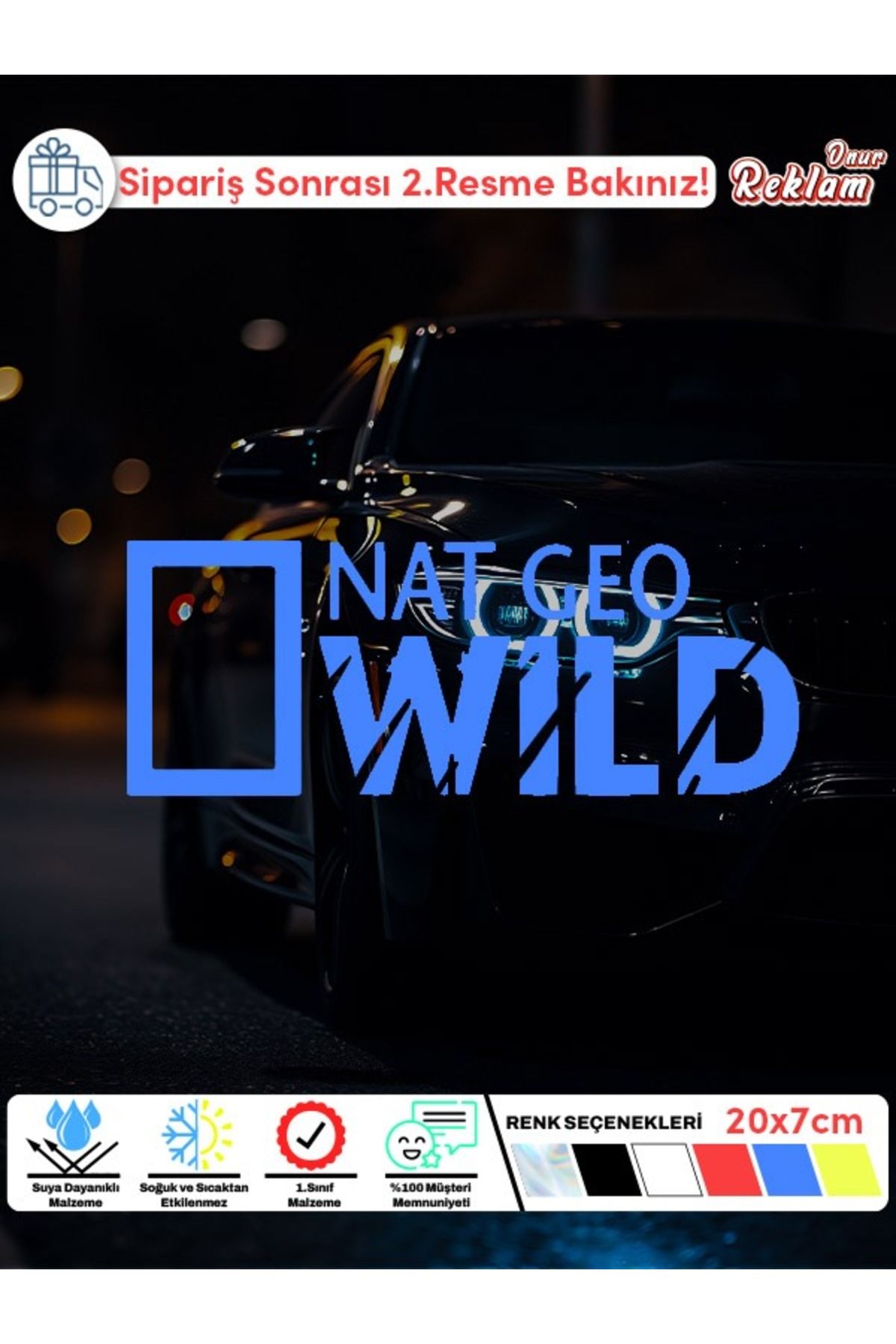 Onur Reklam Nat Geo Wild Araba Stickerı – 20x7 cm Suya Dayanıklı Çıkartma